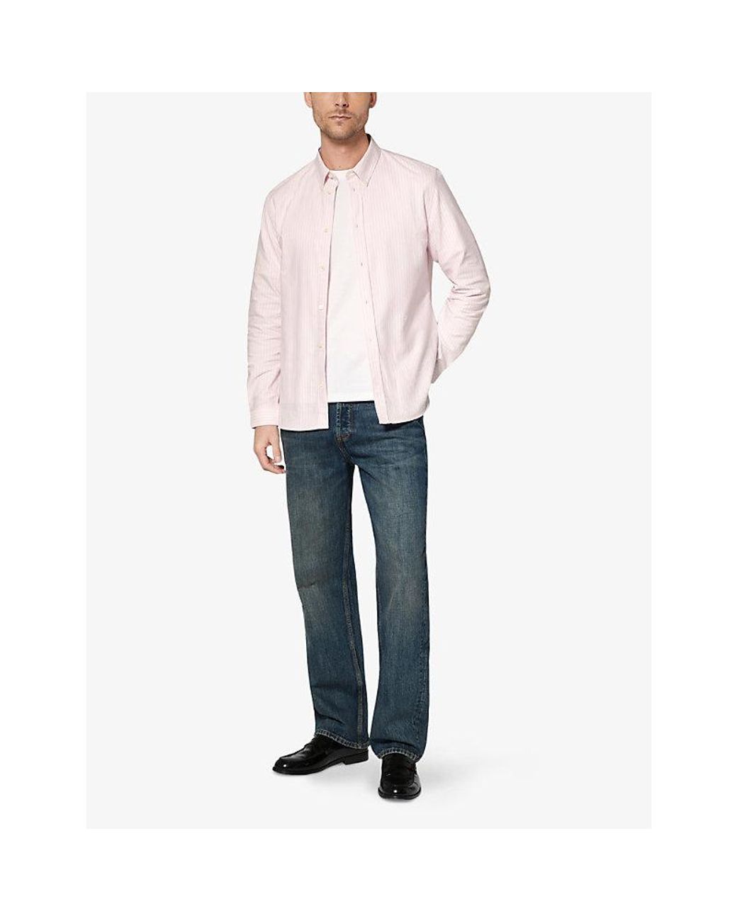 The Kooples Pink Striped Slim-Fit Cotton Shirt for men