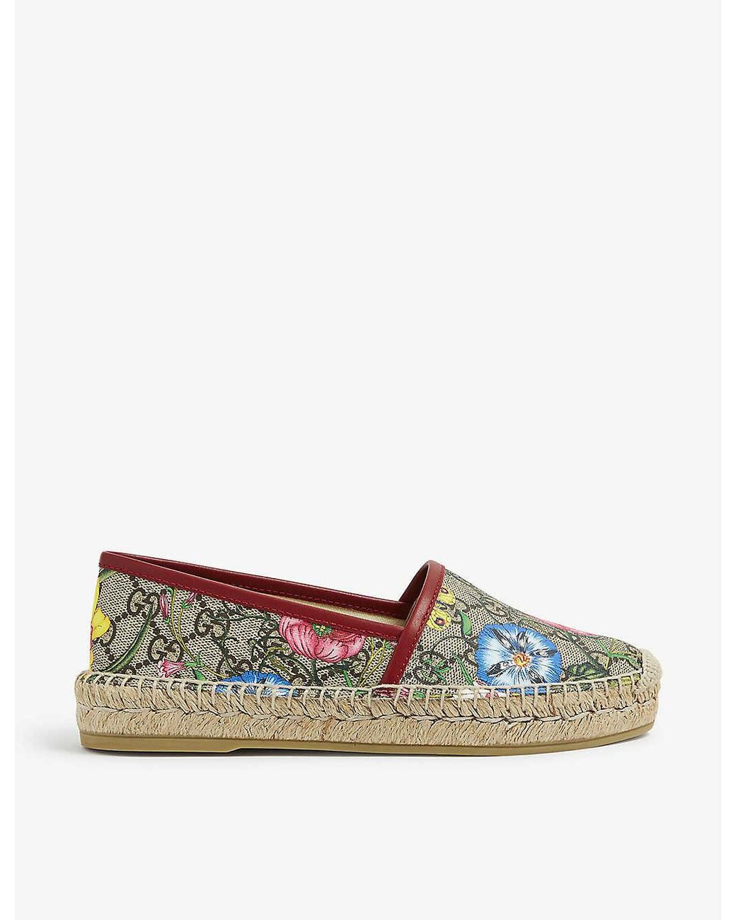 Gucci Pilar Floralprint Canvas Espadrilles in Blue Lyst
