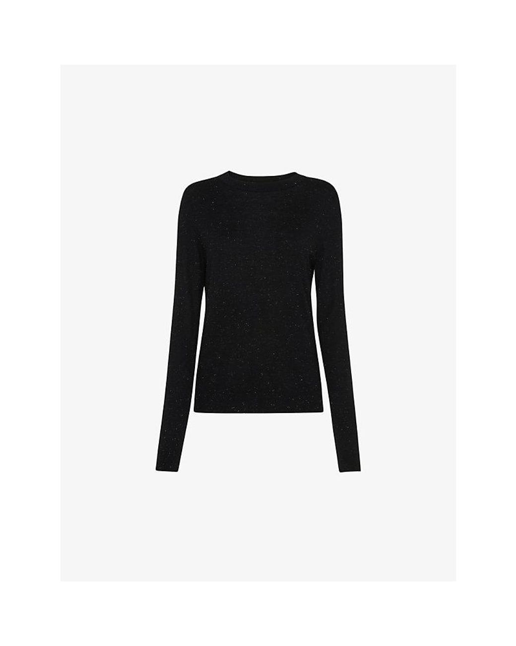 Whistles Black Annie Metallic-Weave Woven Top