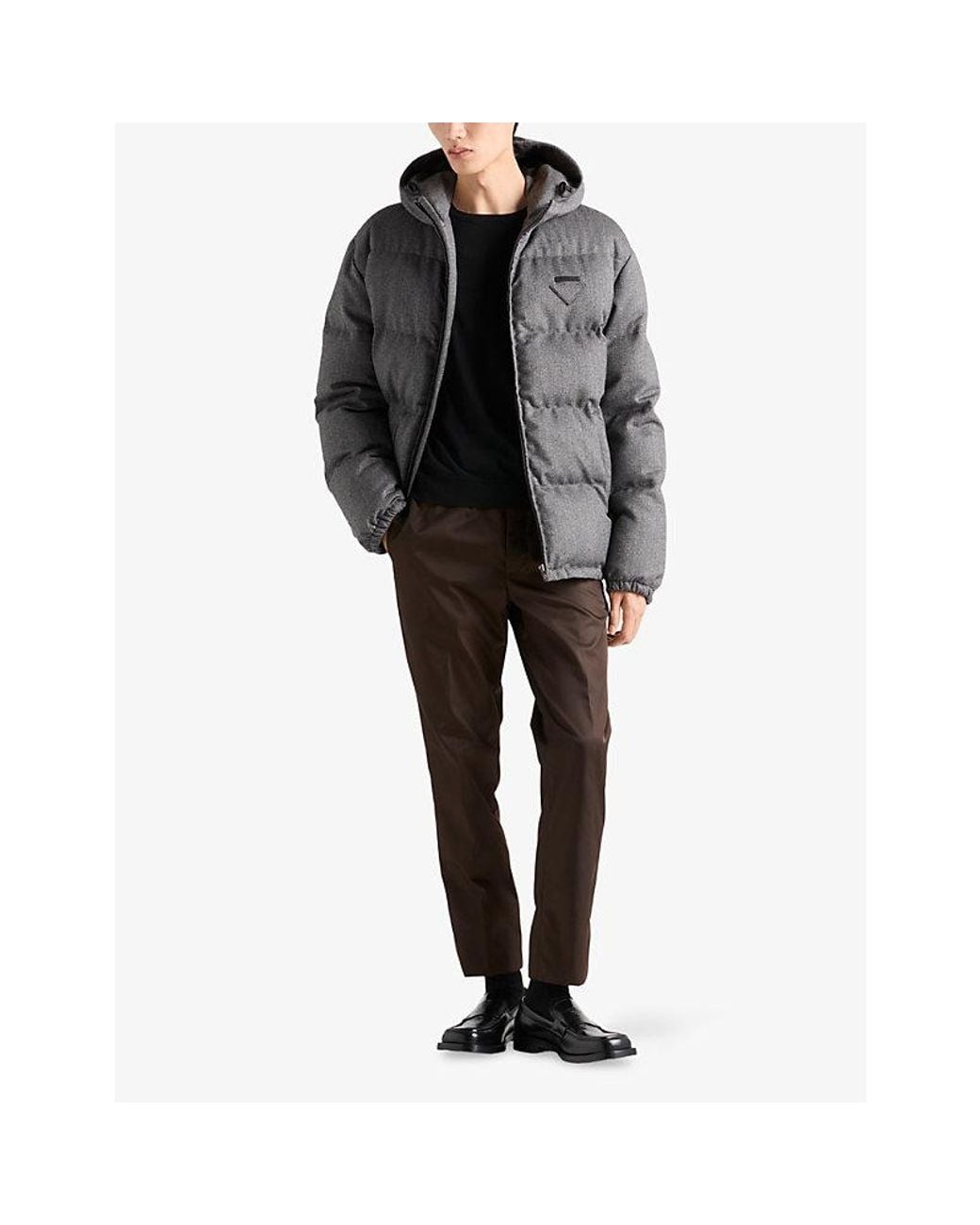 Prada Gray Medium-Weight Wool Down Jacket for men