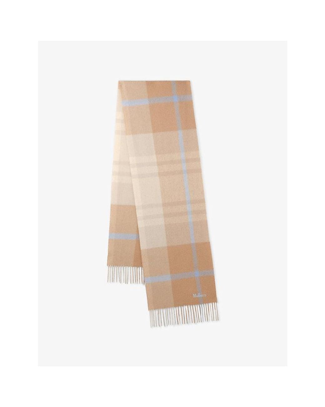 Mulberry Natural Small-Check Merino-Wool Scarf