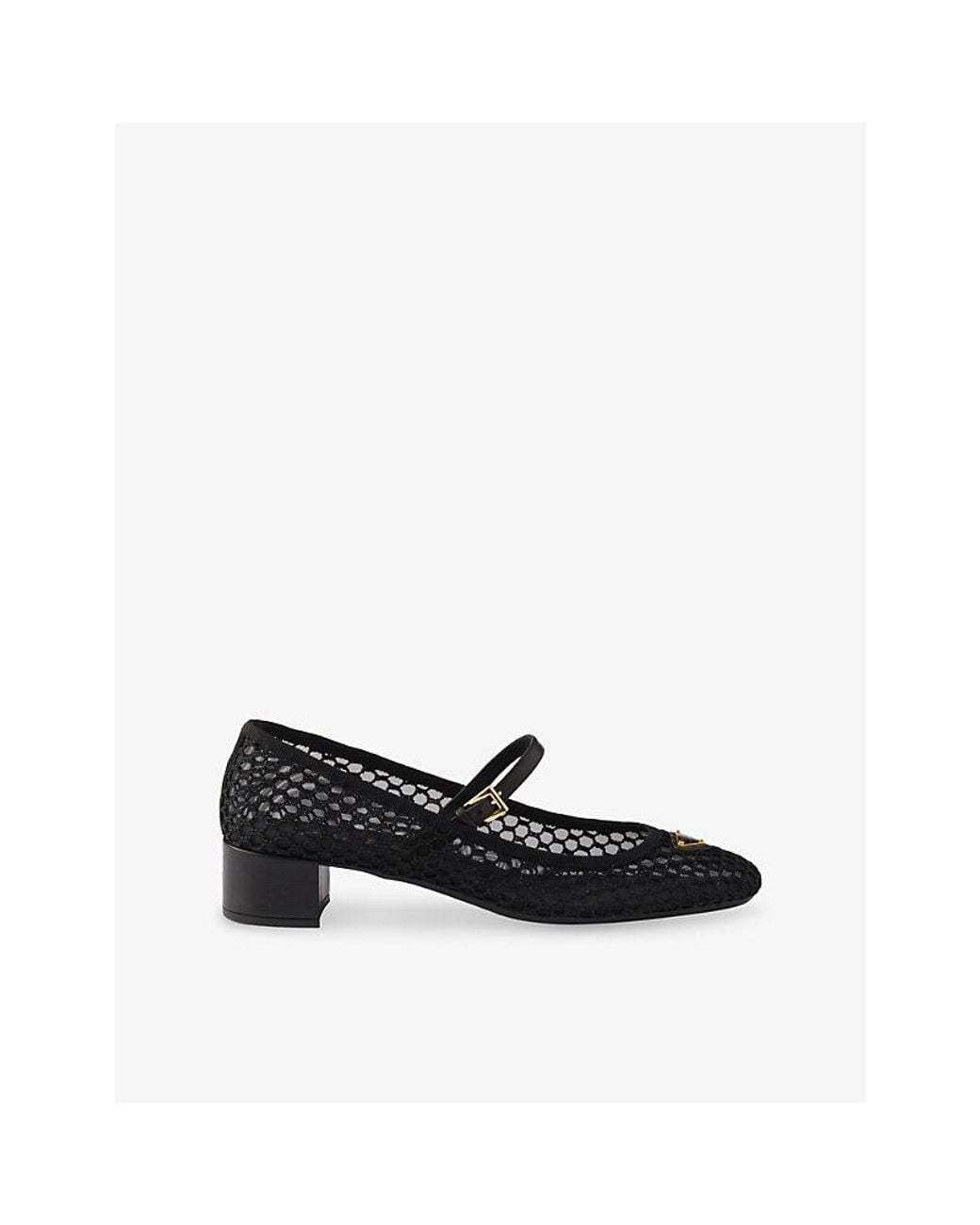 Prada Black Brand-Plaque Mesh Courts