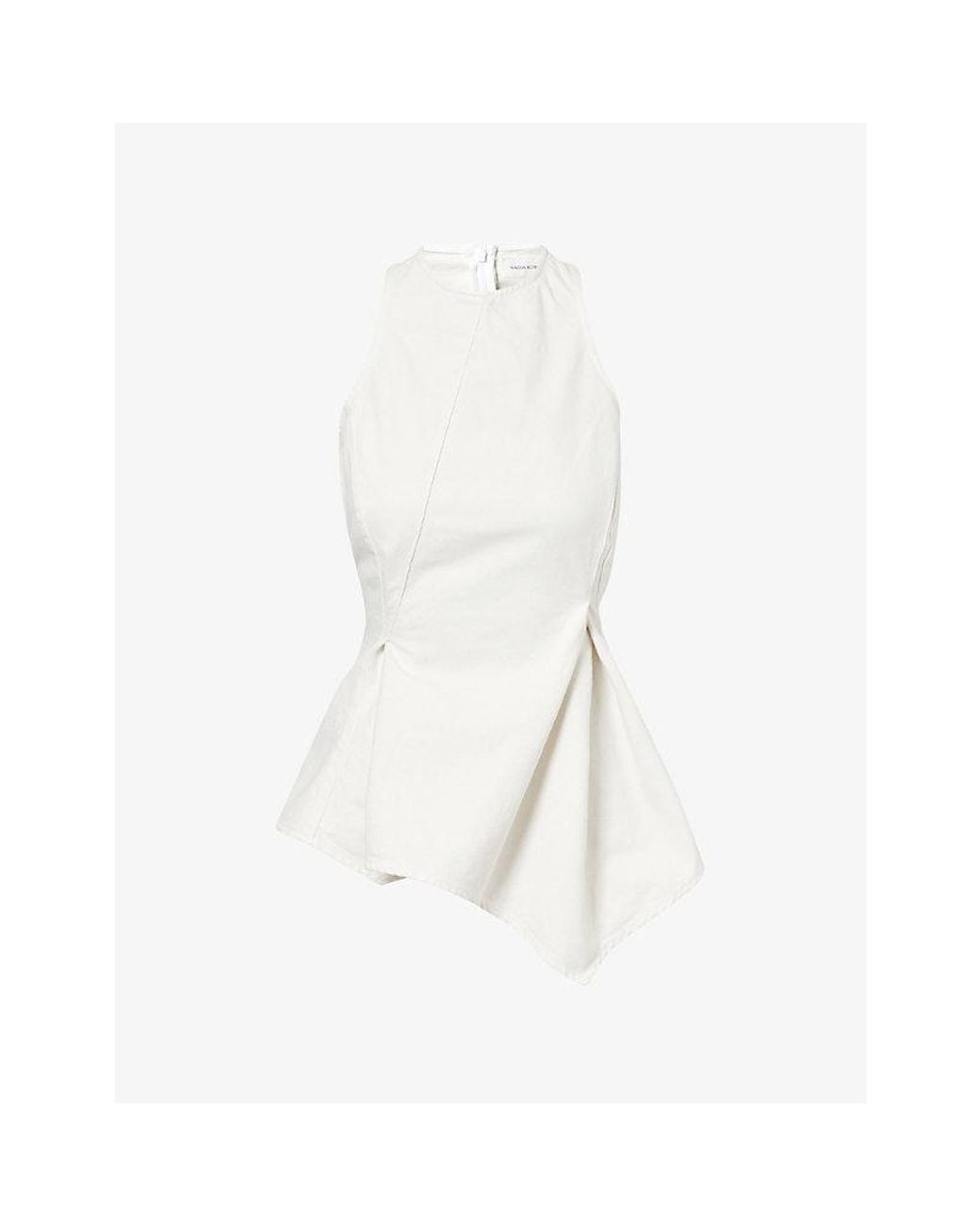 Magda Butrym White Sleeveless Peplum Denim Top