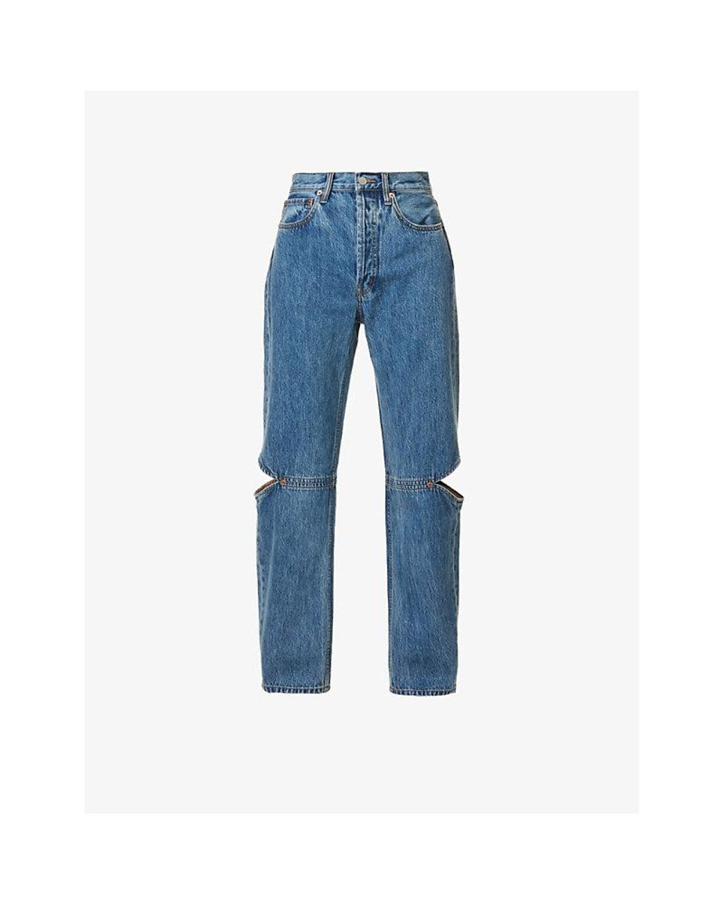 Still Here Cowgirl Cut-out Straight-leg High-rise Denim Jeans in Blue ...
