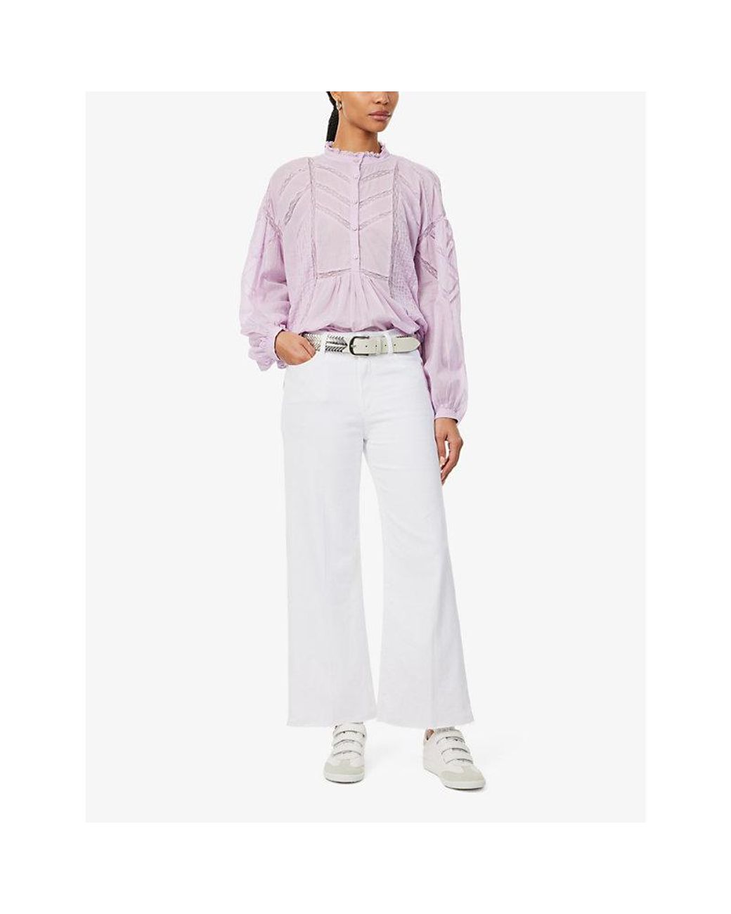 PAIGE White Anessa Ankle Wide-Leg Denim Jeans
