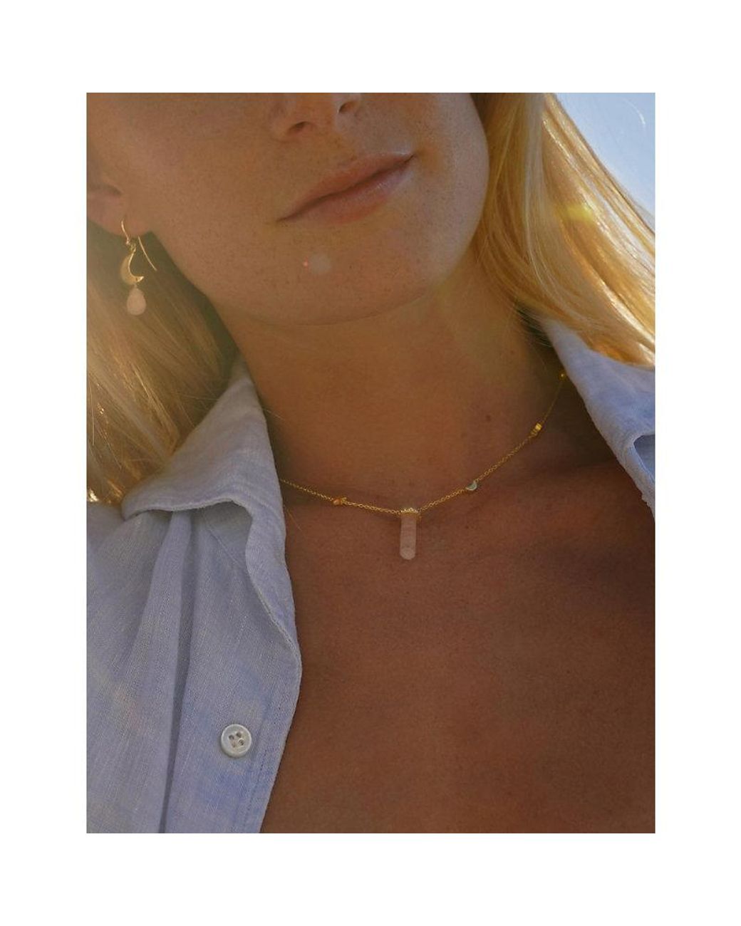 La Maison Du Couturier White Assya London Cupid 18Ct Vermeil, Rose Quartz And Cubic Zirconia Necklace