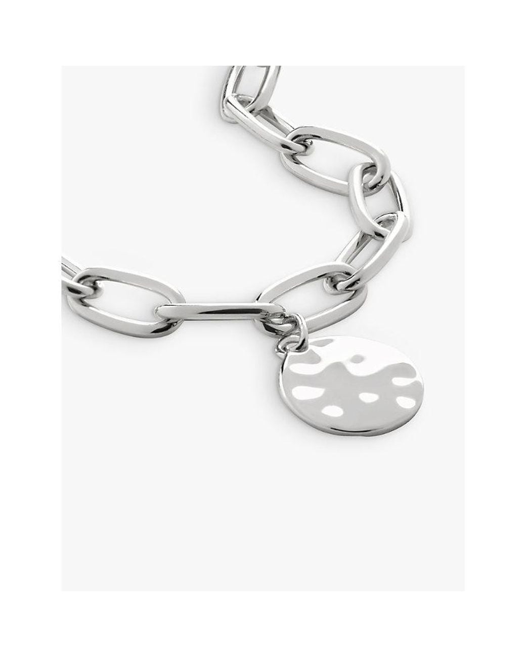 Monica Vinader Metallic Id Oval Charm Sterling- Bracelet