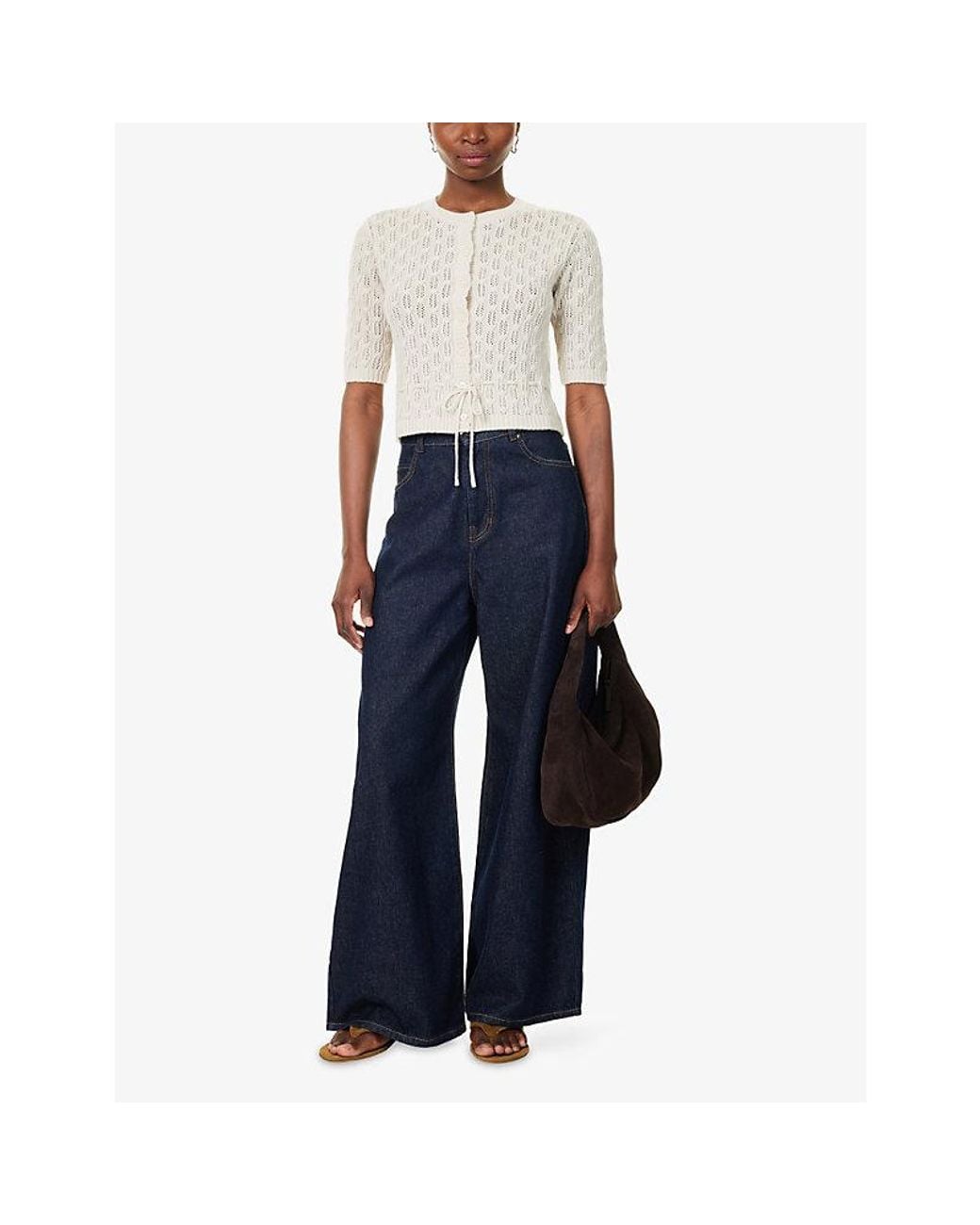FRAME Natural The Clover Cashmere And Wool Cardigan