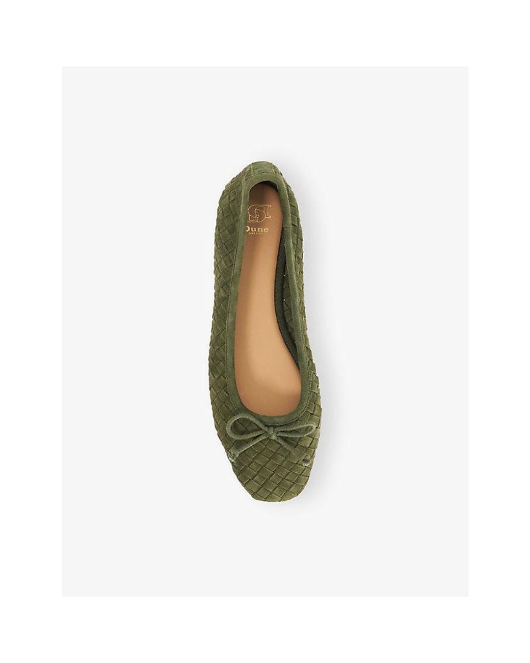 Dune Green Heat Woven Suede Ballet Flats