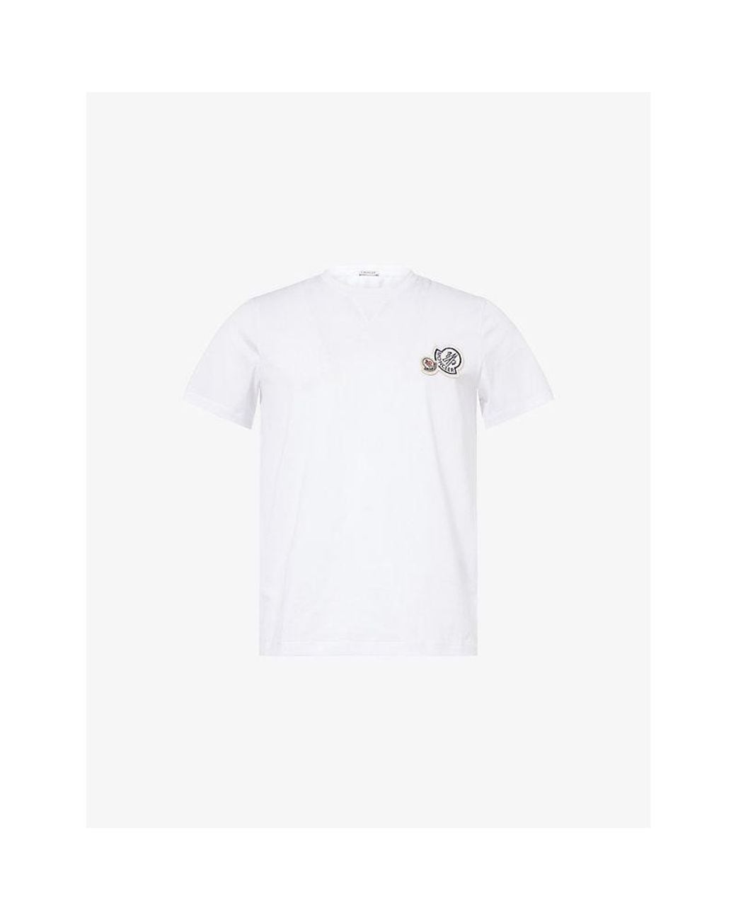 Moncler White Crewneck Double-Badge Cotton T-Shirt for men