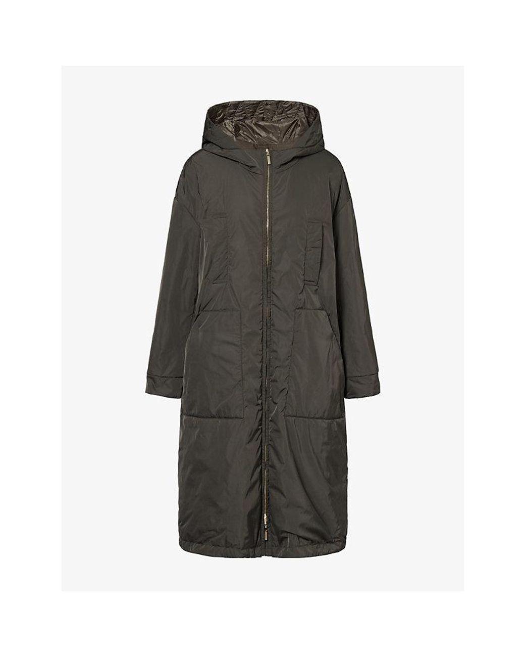 Max Mara Gray Oversized Longline Parka Jacket