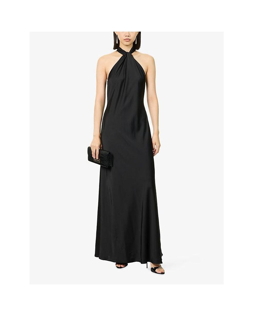 Ralph Lauren Black Halter Satin Gown