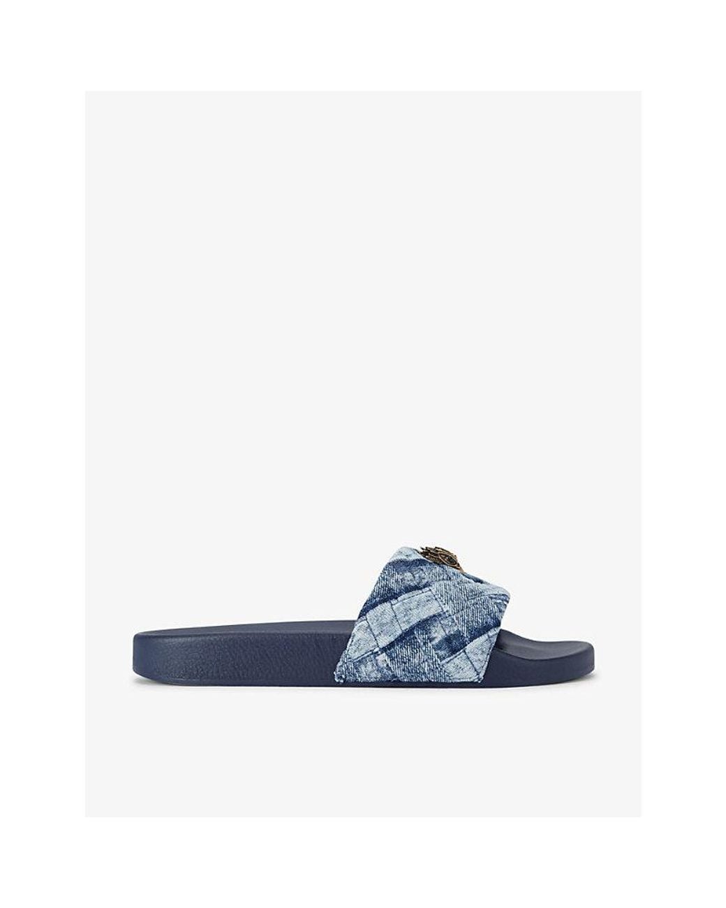 Kurt Geiger Blue Meena Eagle-Embellished Sliders
