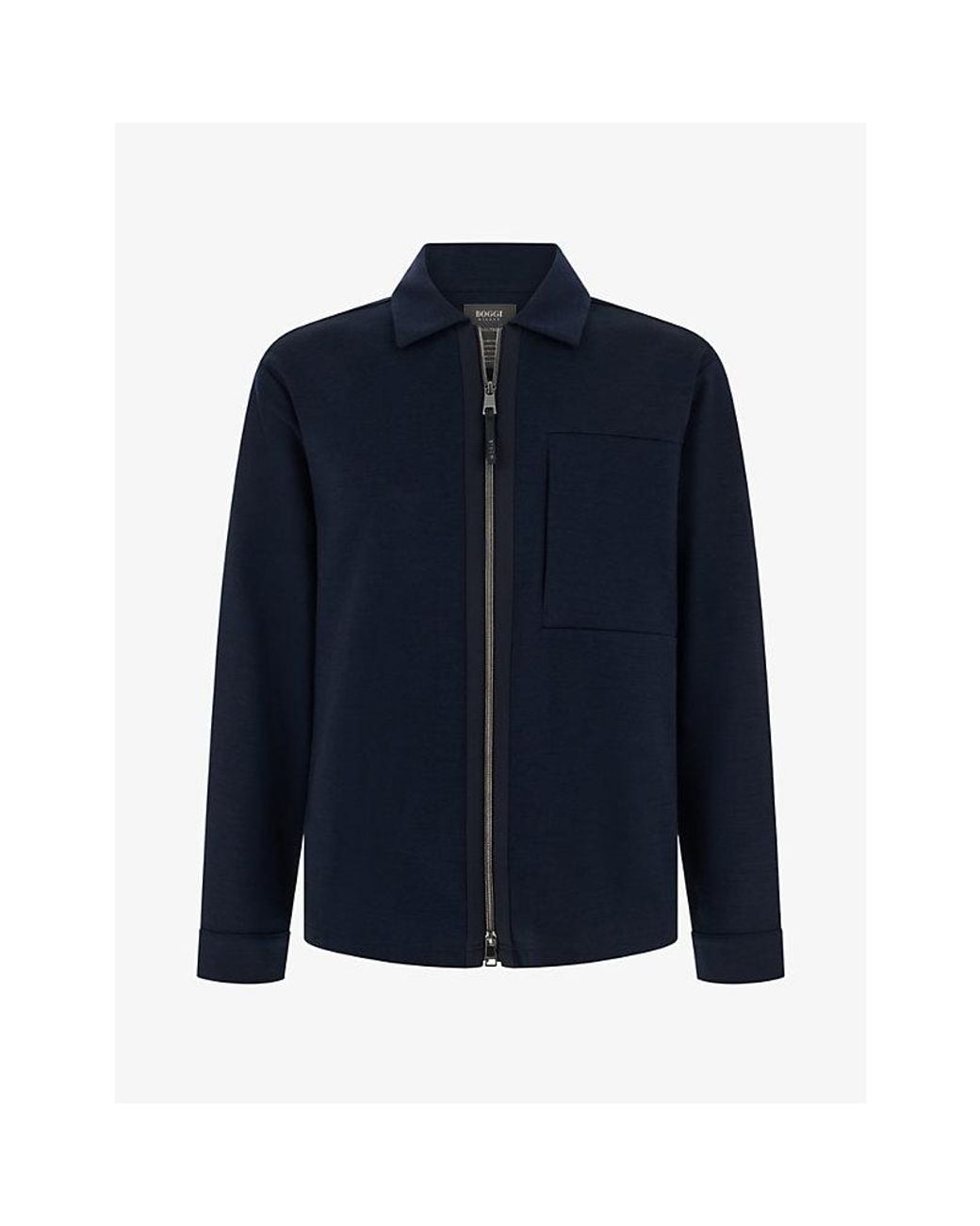Boggi Blue Zipped Patch-Pocket Wool Jacket for men
