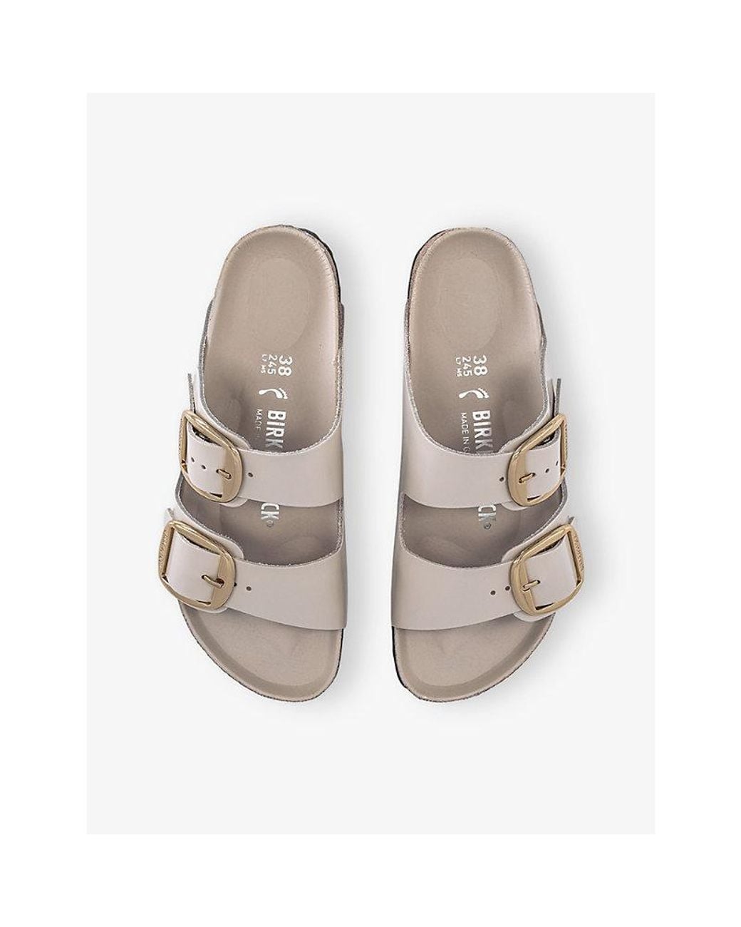 Birkenstock Natural Arizona Big Buckle Patent Leather Sandals