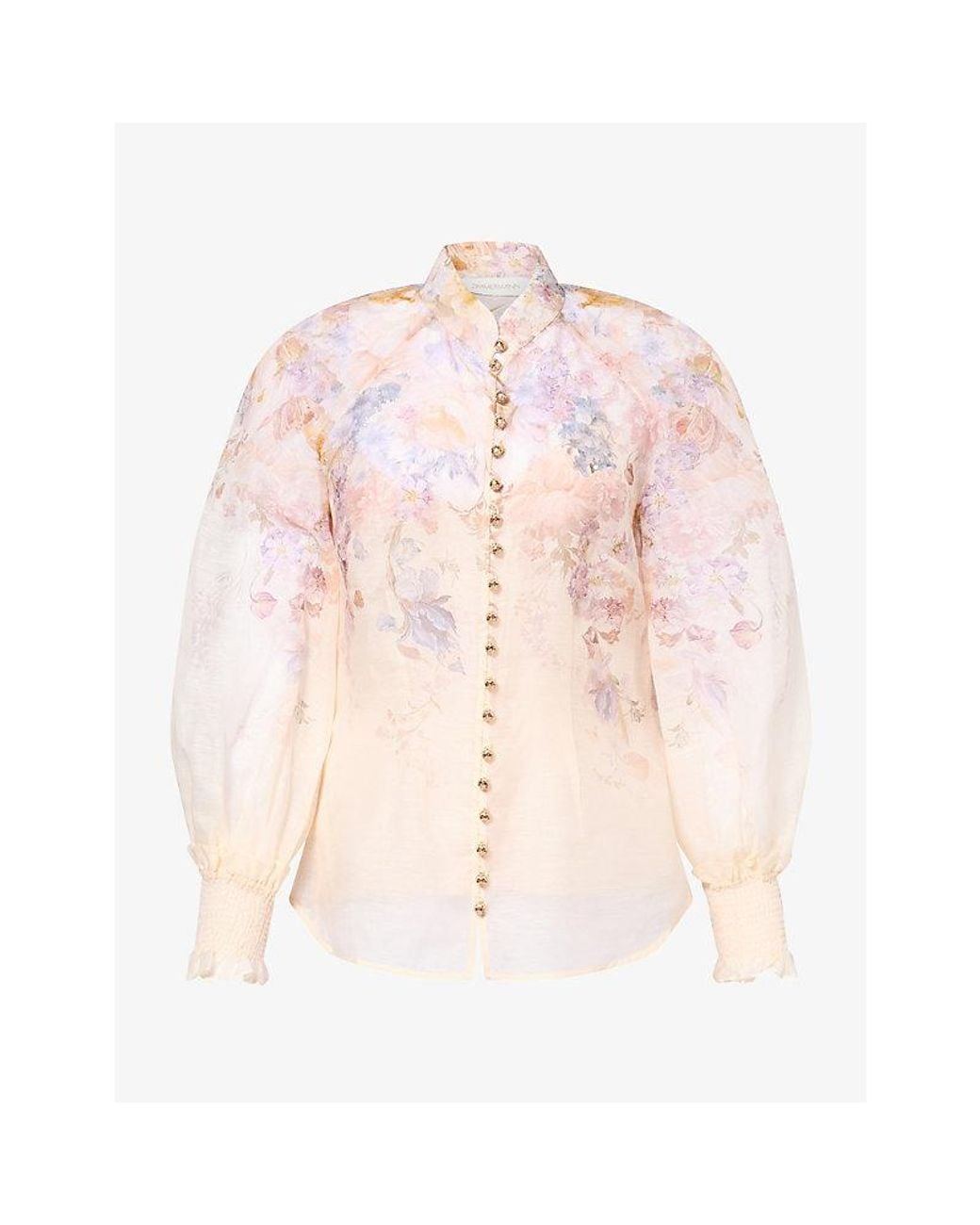 Zimmermann Pink Ascent Floral Linen-And-Silk Top