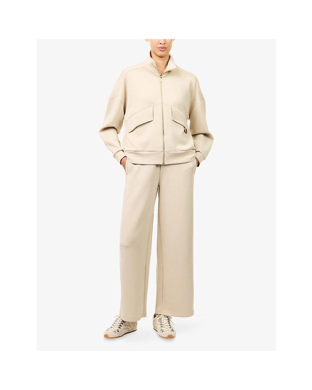 Now You Live Natural Foxton Wide-Leg Stretch-Modal-Blend Jogging Bottoms
