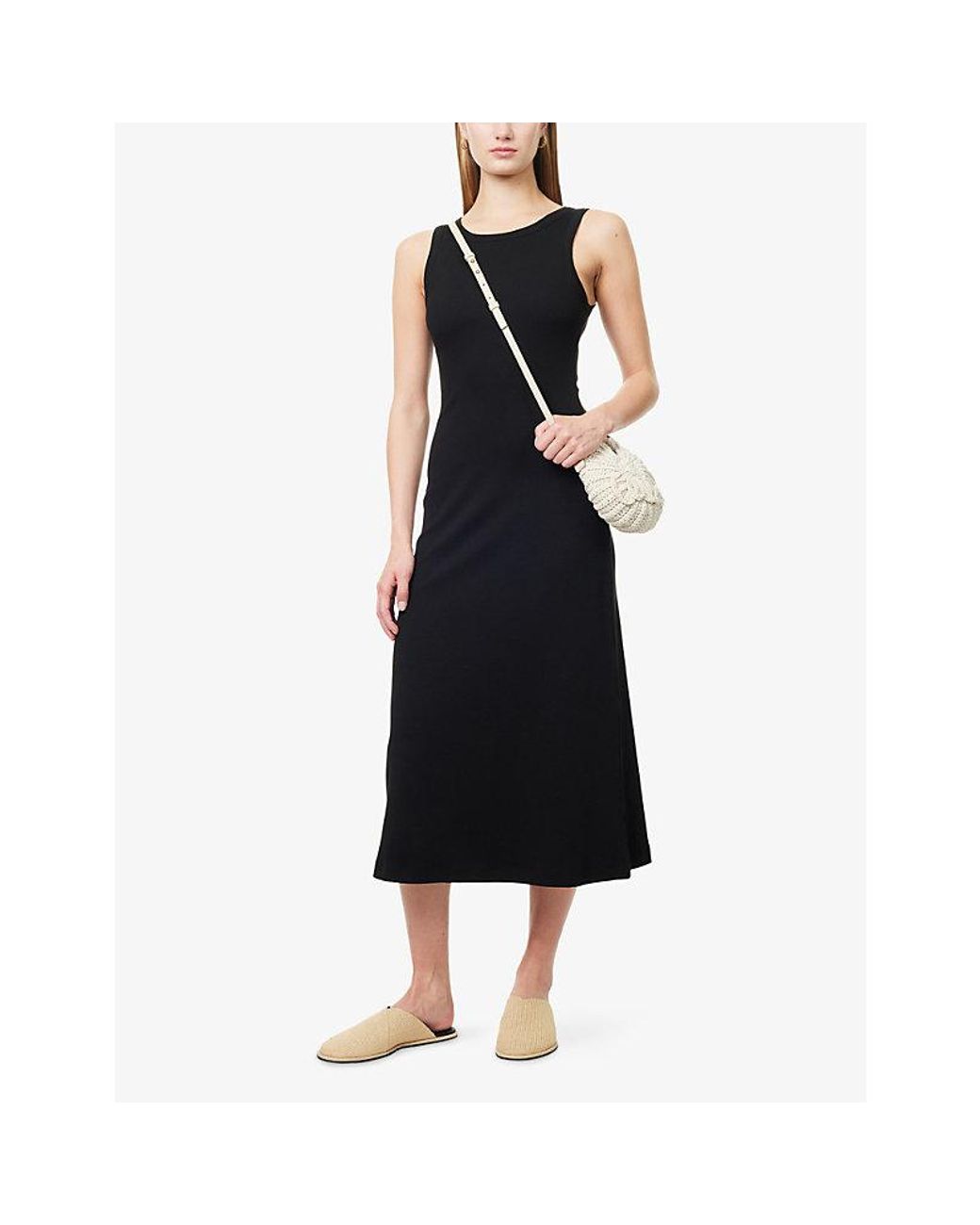 ME+EM Ultimate Vest Cotton-Jersey Midi Dress in Black | Lyst