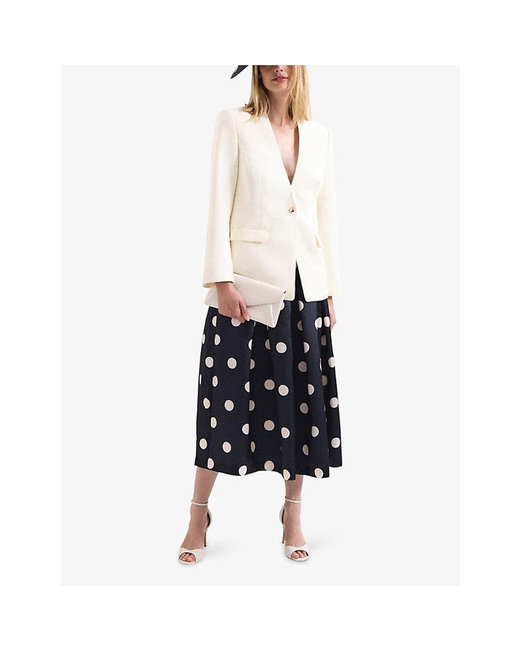 Phase Eight White Single-Breasted Stretch-Twill Blazer