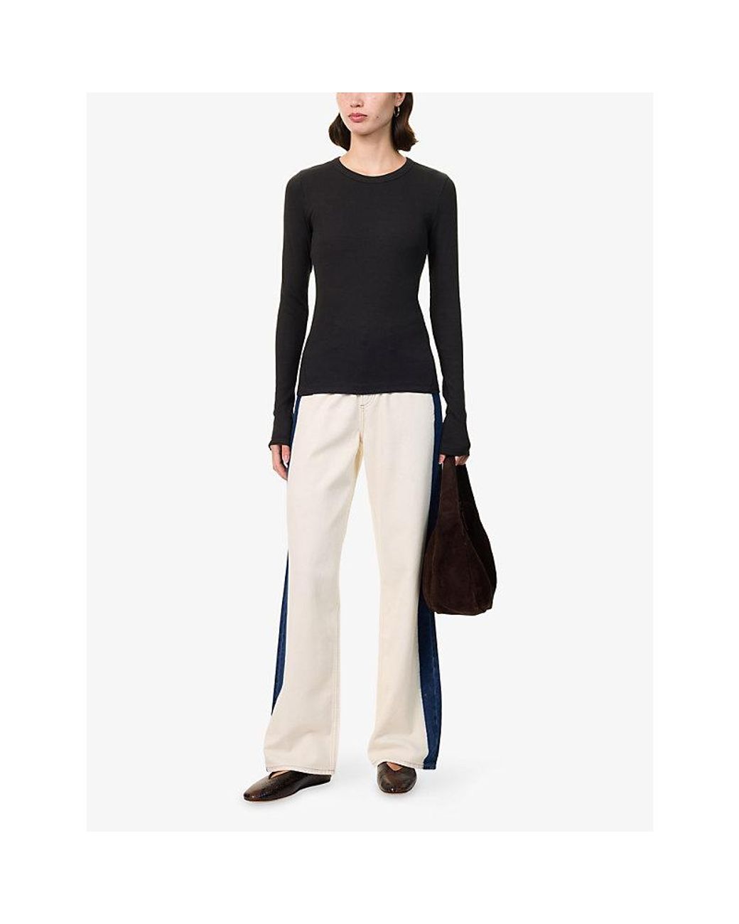 Rag & Bone Blue The Essential Ribbed Stretch-Cotton T-Shirt