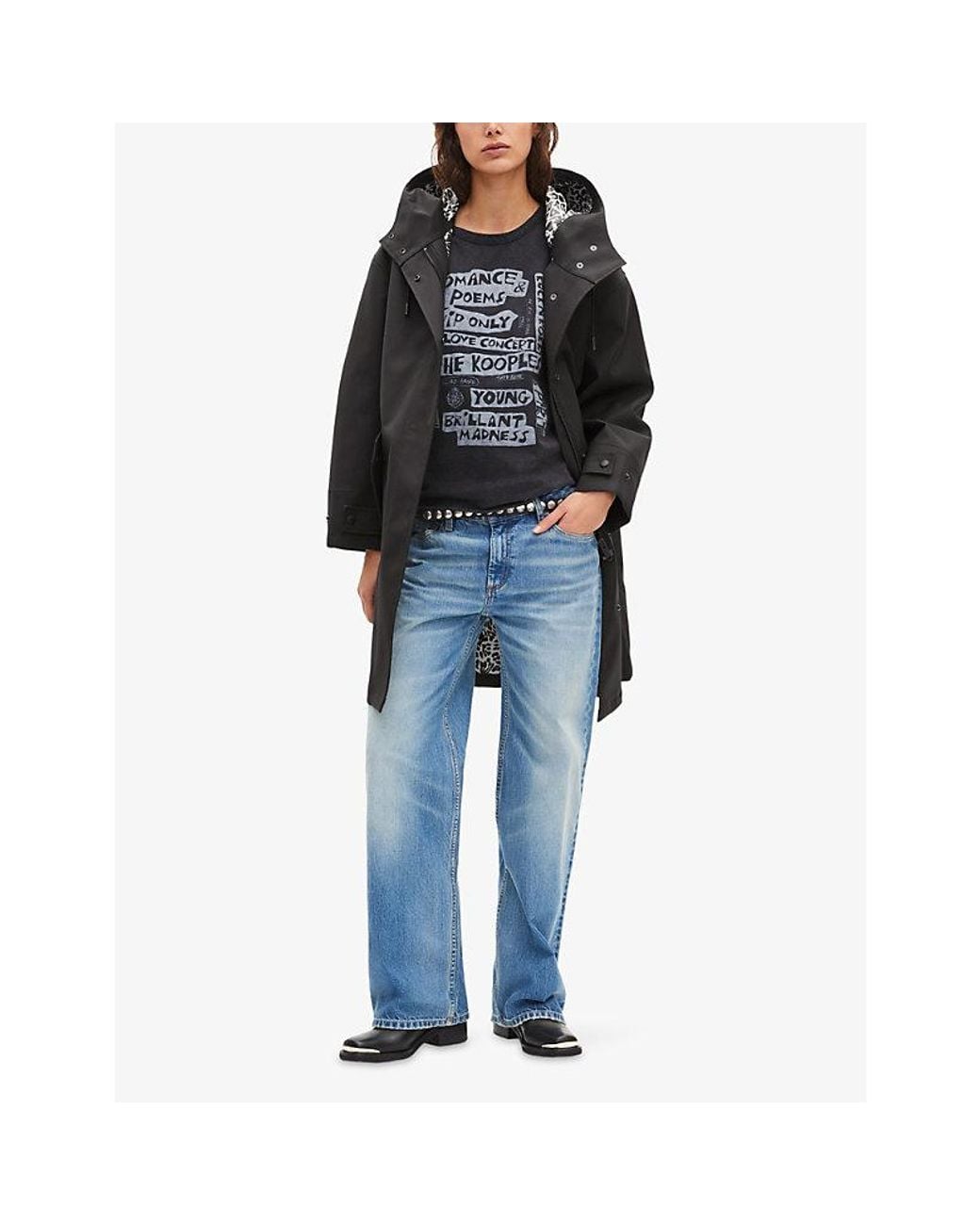 The Kooples Black Hooded Regular-Fit Shell Parka