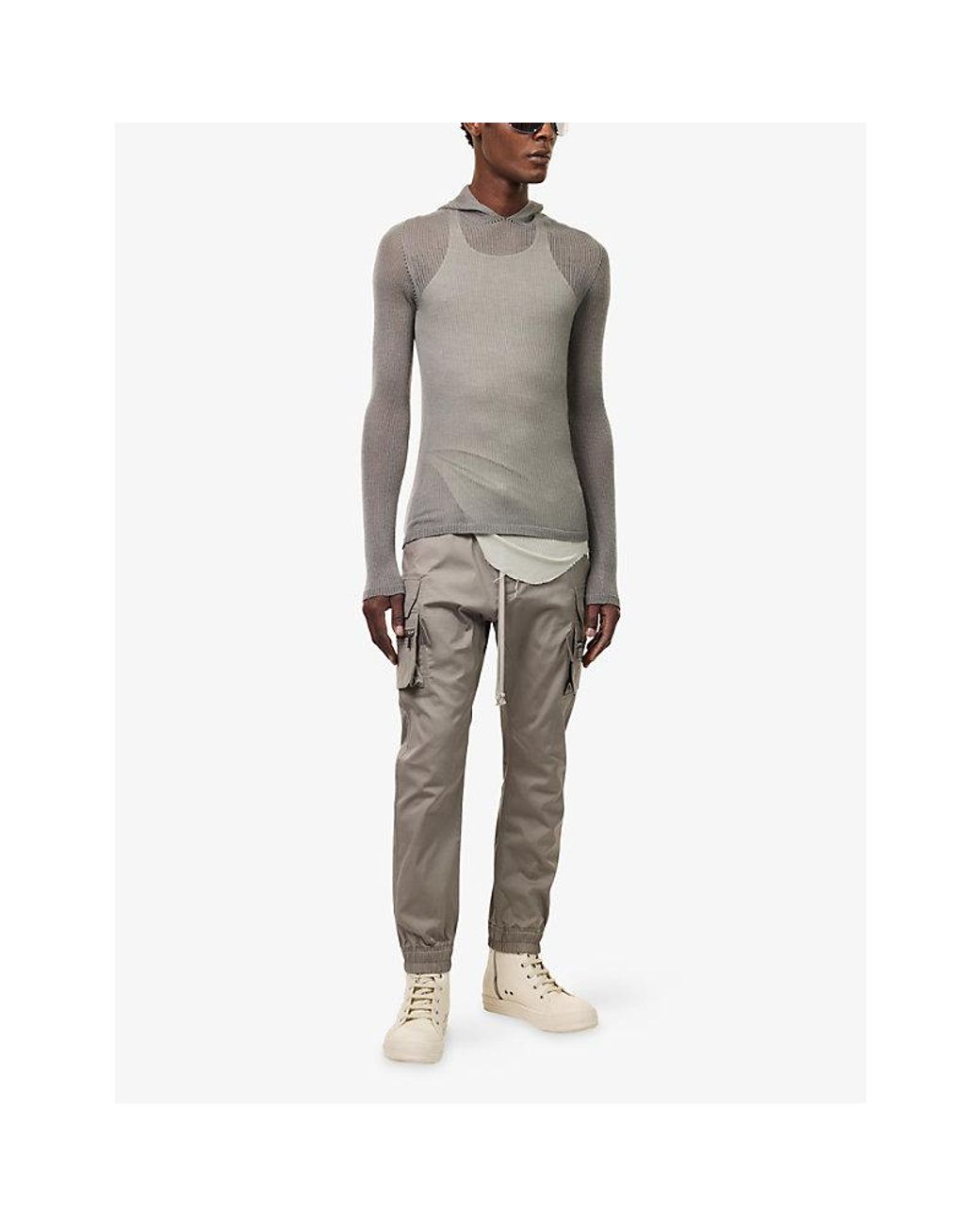 Rick Owens Gray Mastodon Drawstring Cotton-Blend Cargo Pants for men