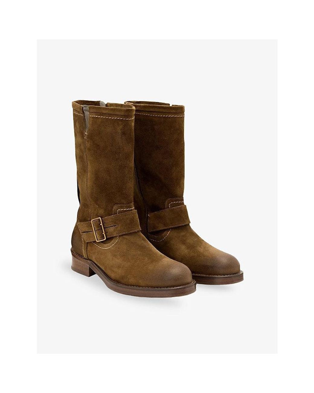 AllSaints Brown Bailey Suede Biker Boots