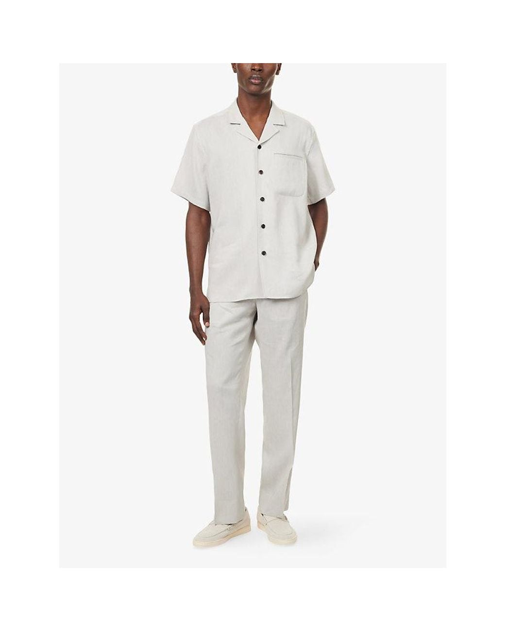 Corneliani Gray Bermuda Drawstring Linen And Wool Blend Trousers for men