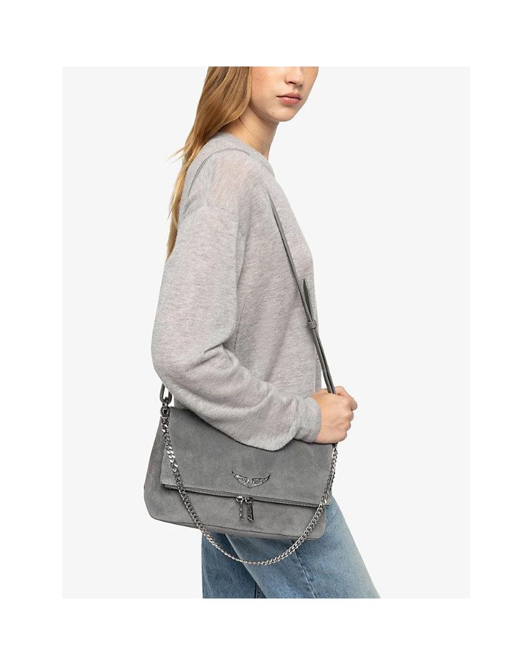 Zadig & Voltaire Gray Rocky Ii Suede Cross-Body Bag