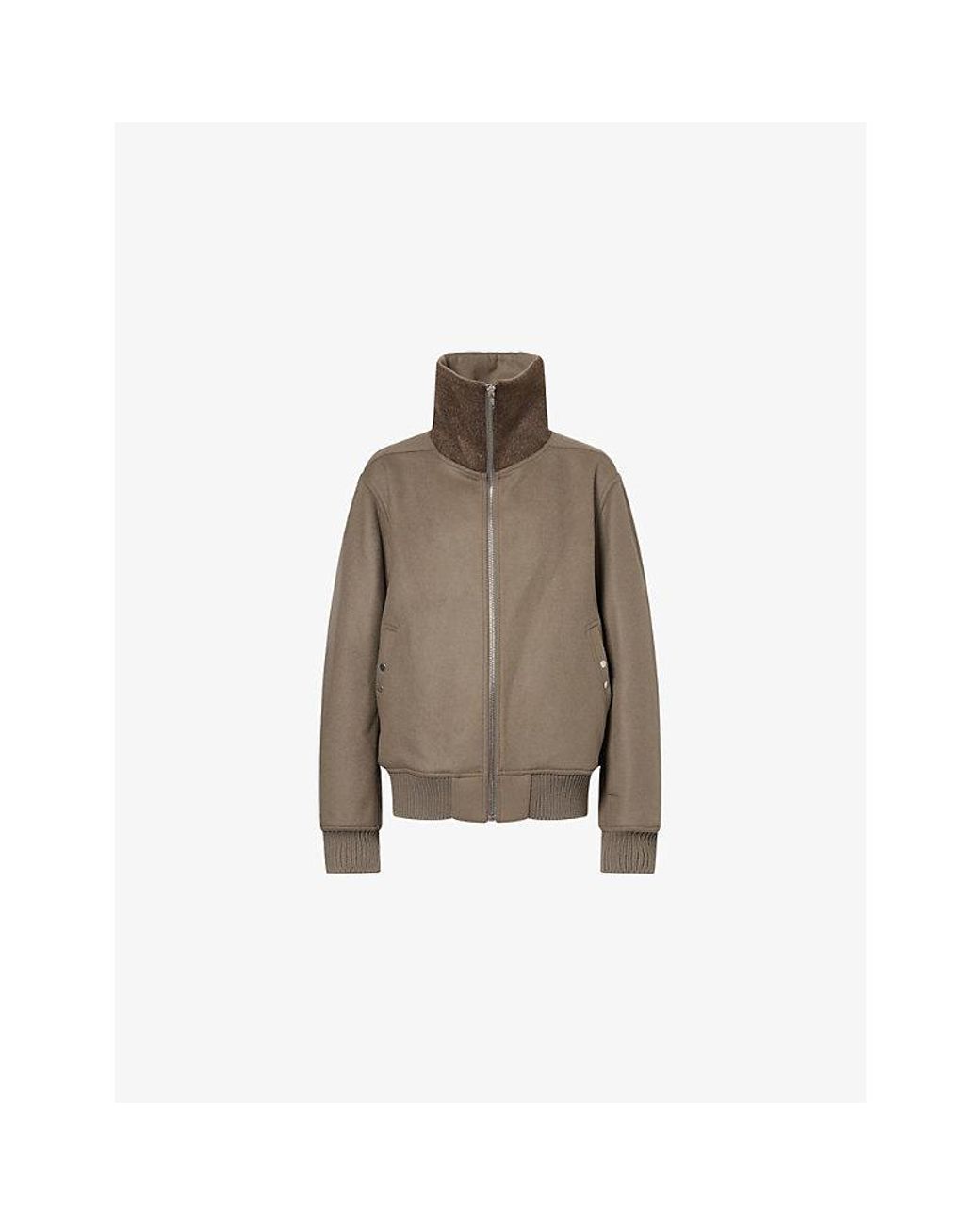 Rick Owens Brown Dracuflight High-Neck Wool Bomber Jacket for men