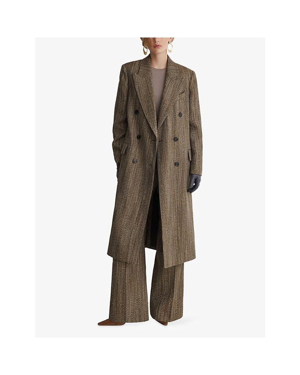 Reiss Brown X Atelier Inessa Textured Wool-Blend Coat