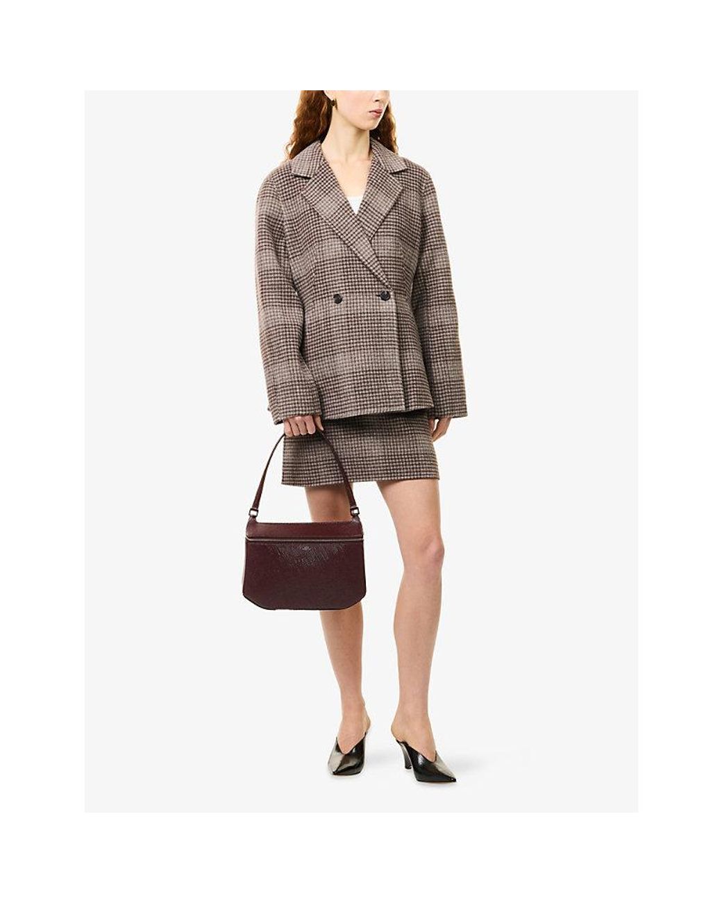 Theory Brown Plaid Wool And Cashmere Blazer