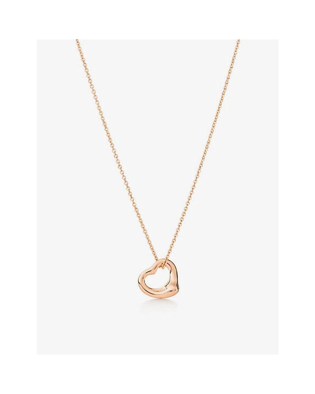 Tiffany & Co White Elsa Peretti Open Heart Rose- Pendant