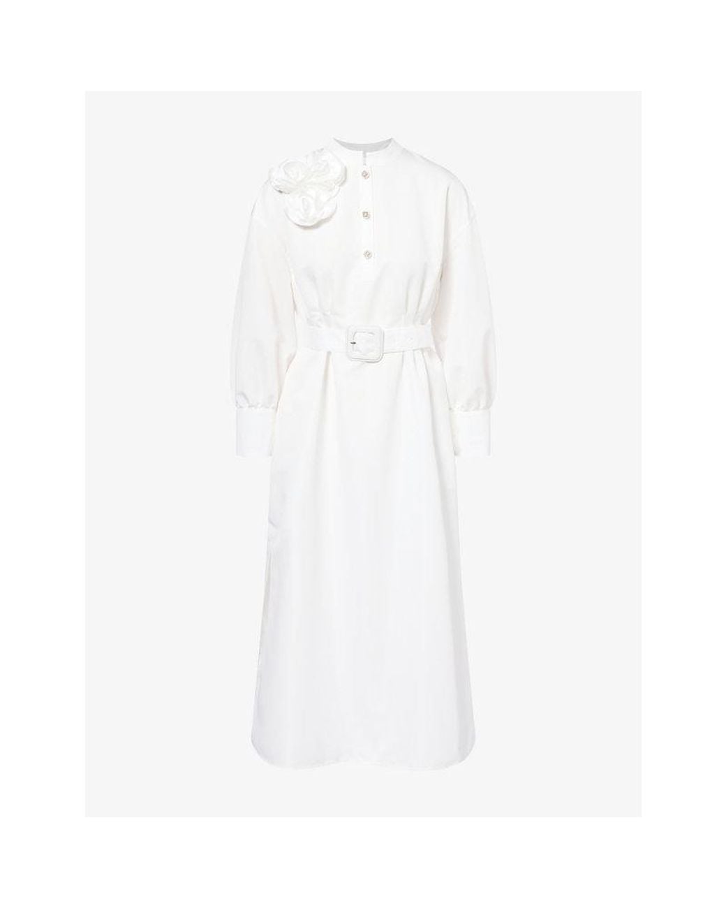 Huishan Zhang White Ada Woven Midi Dress