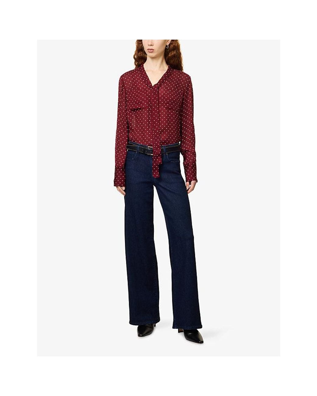 FRAME Blue Le Slim Palazzo Low-Rise Stretch-Denim Jeans