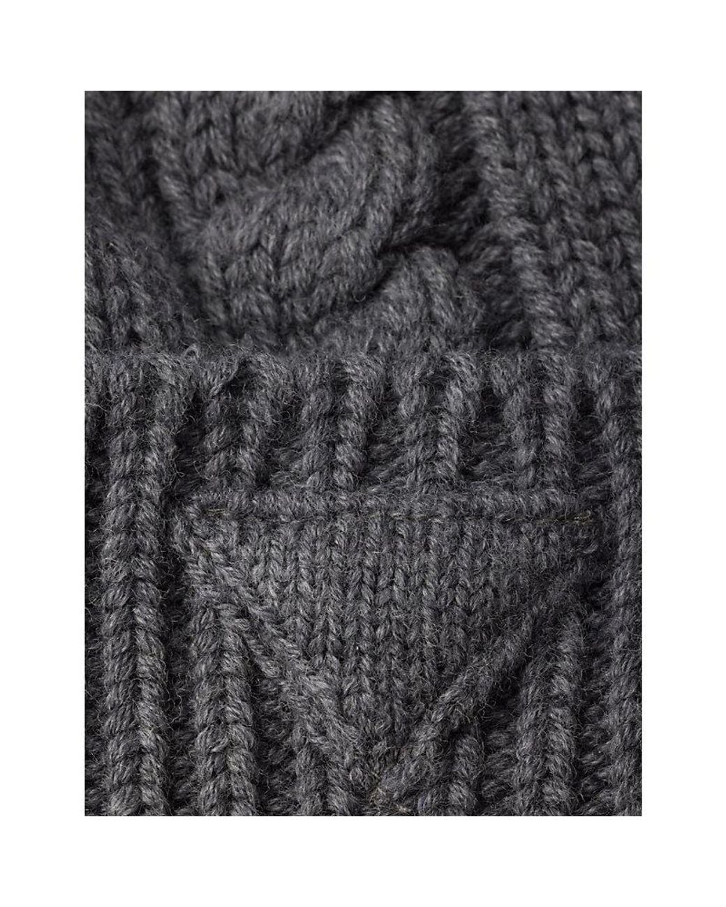Prada Gray Discreet Triangle-Logo Wool Beanie