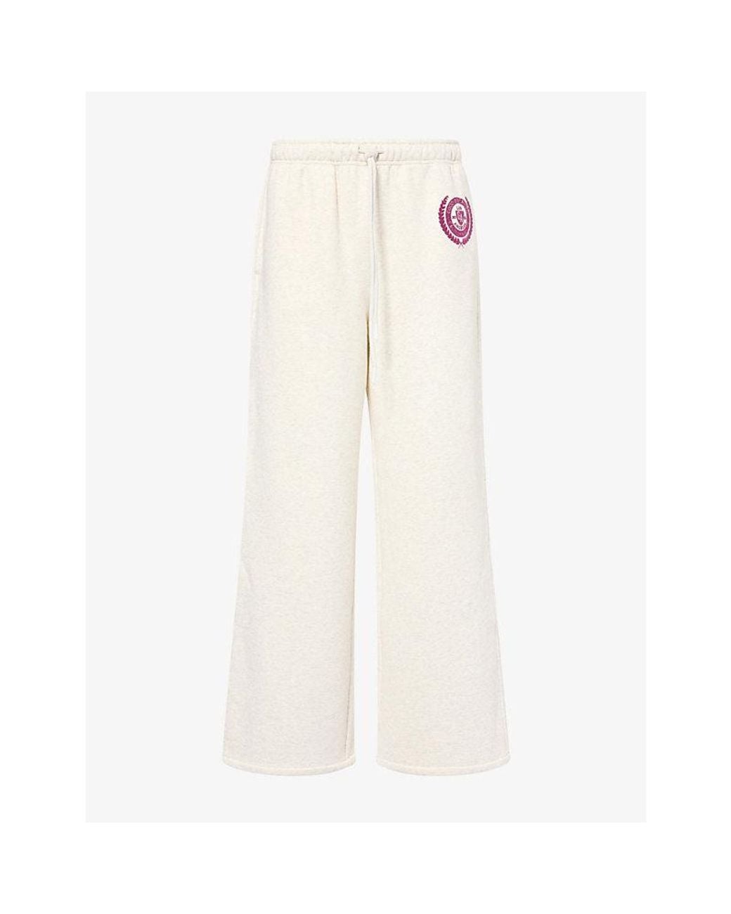 GOOD AMERICAN White The Brushed Fleece Jersey Jogging Bottoms
