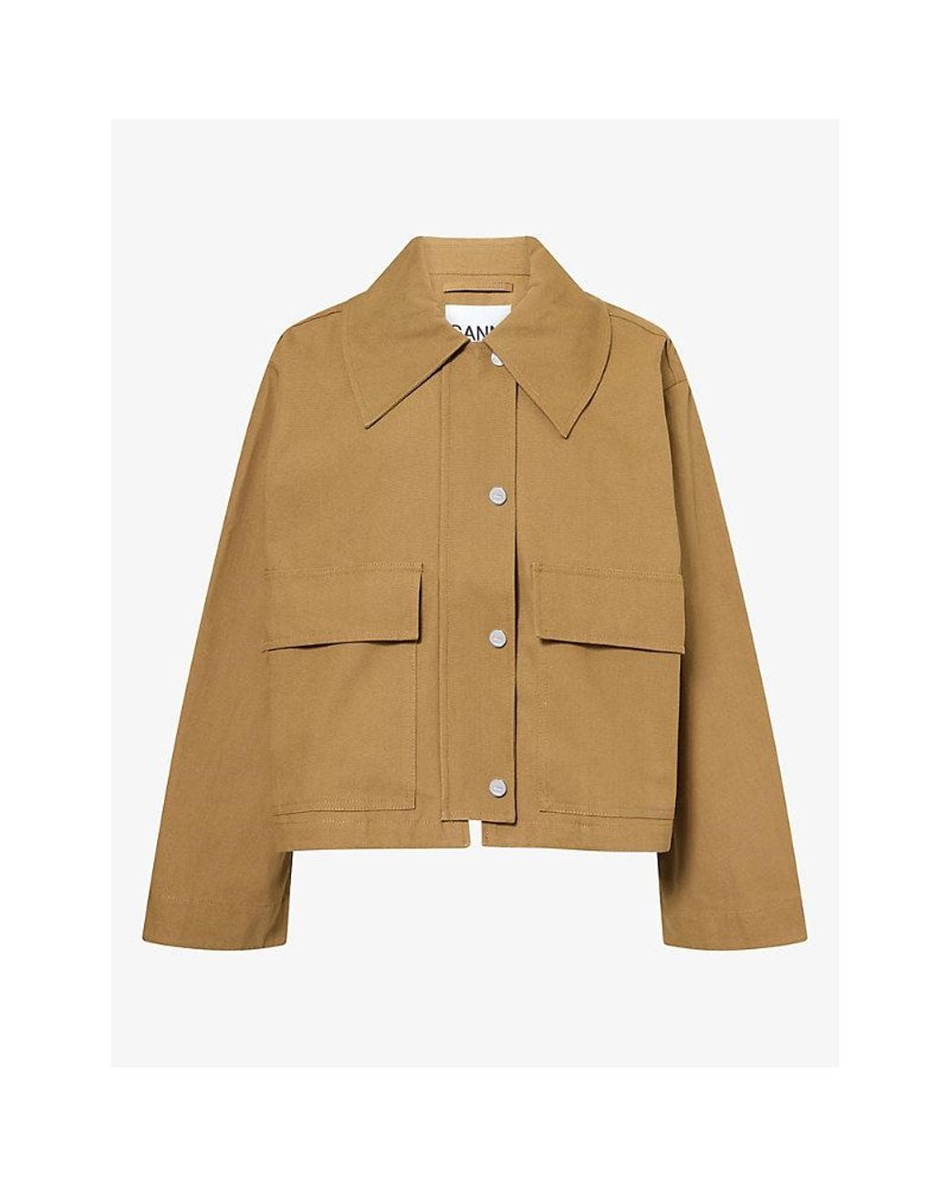 Ganni Natural Canvas Short Barn Cotton Jacket