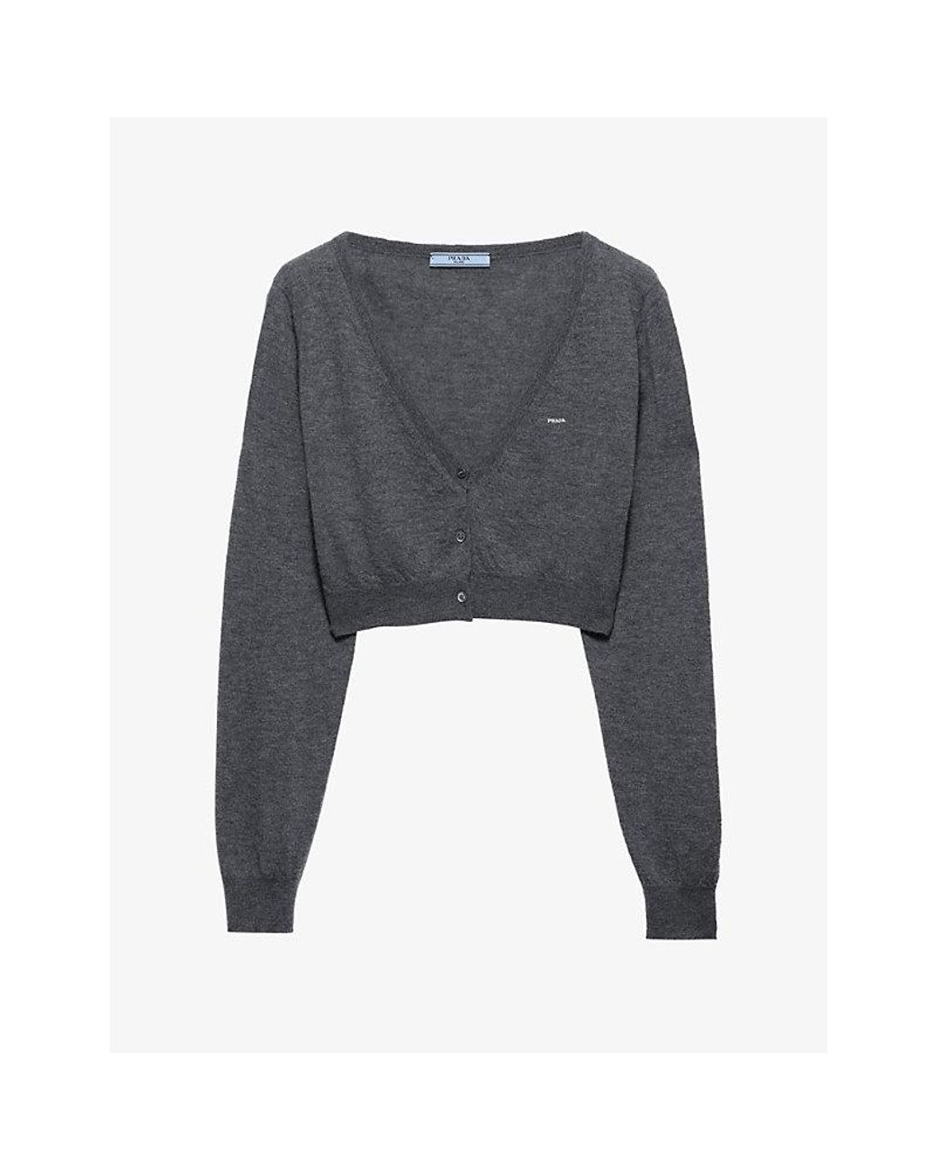 Prada Gray Cropped Cashmere Cardigan