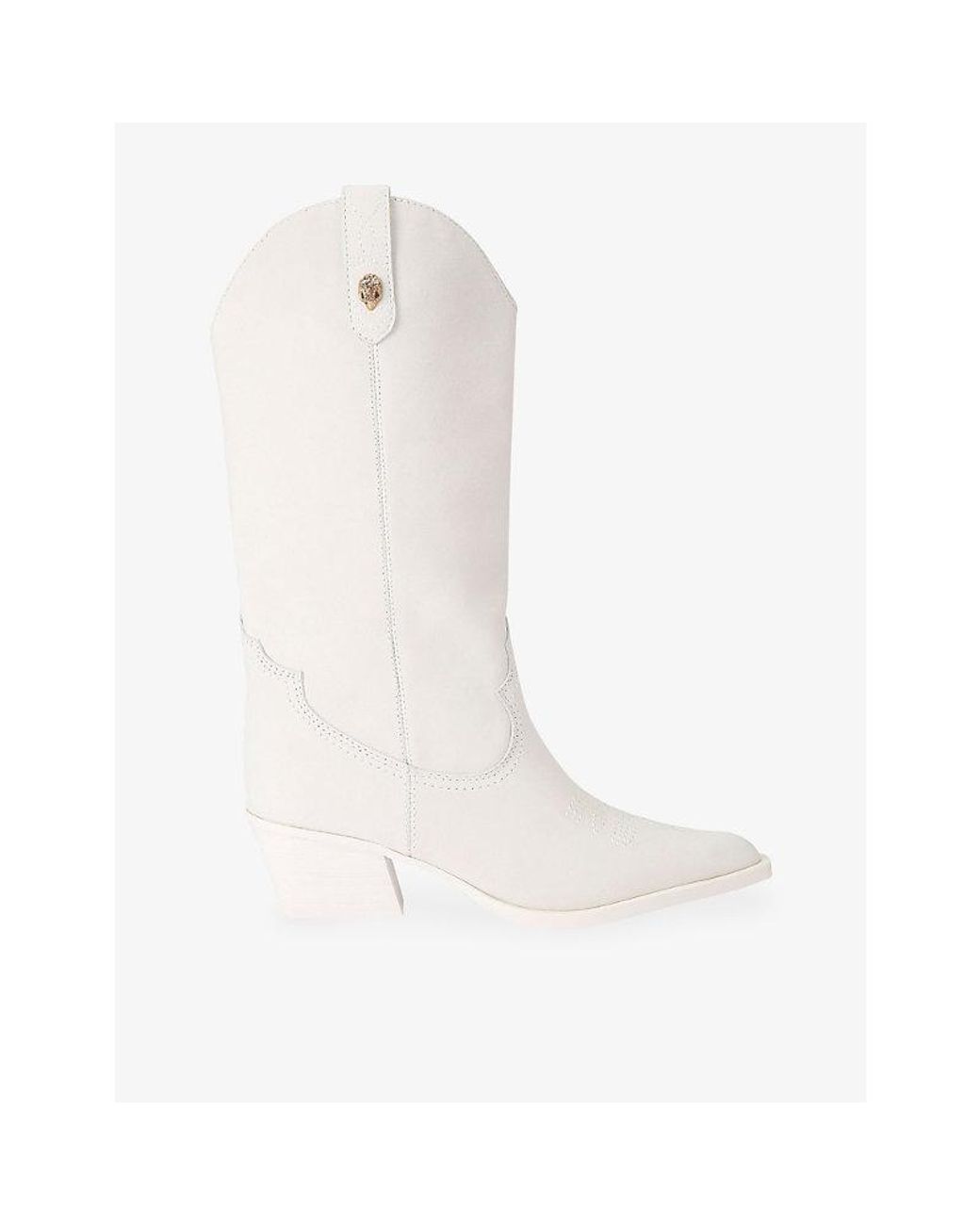 Kurt Geiger White Kc Kiss Suede Heeled Cowboy Boots