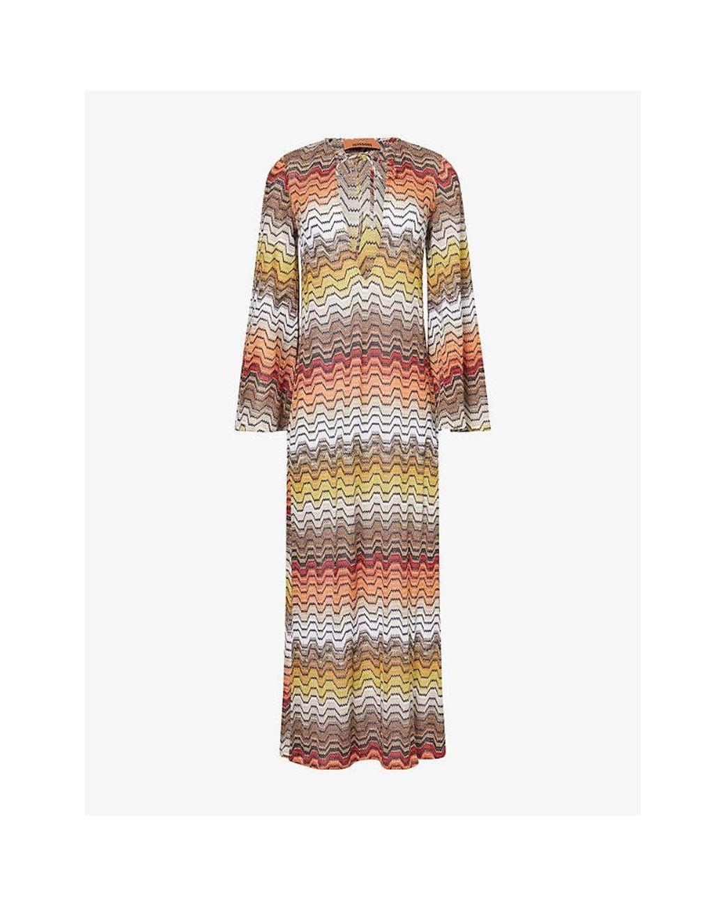 Missoni Multicolor Deep V-Neck Knitted Maxi Cover Up