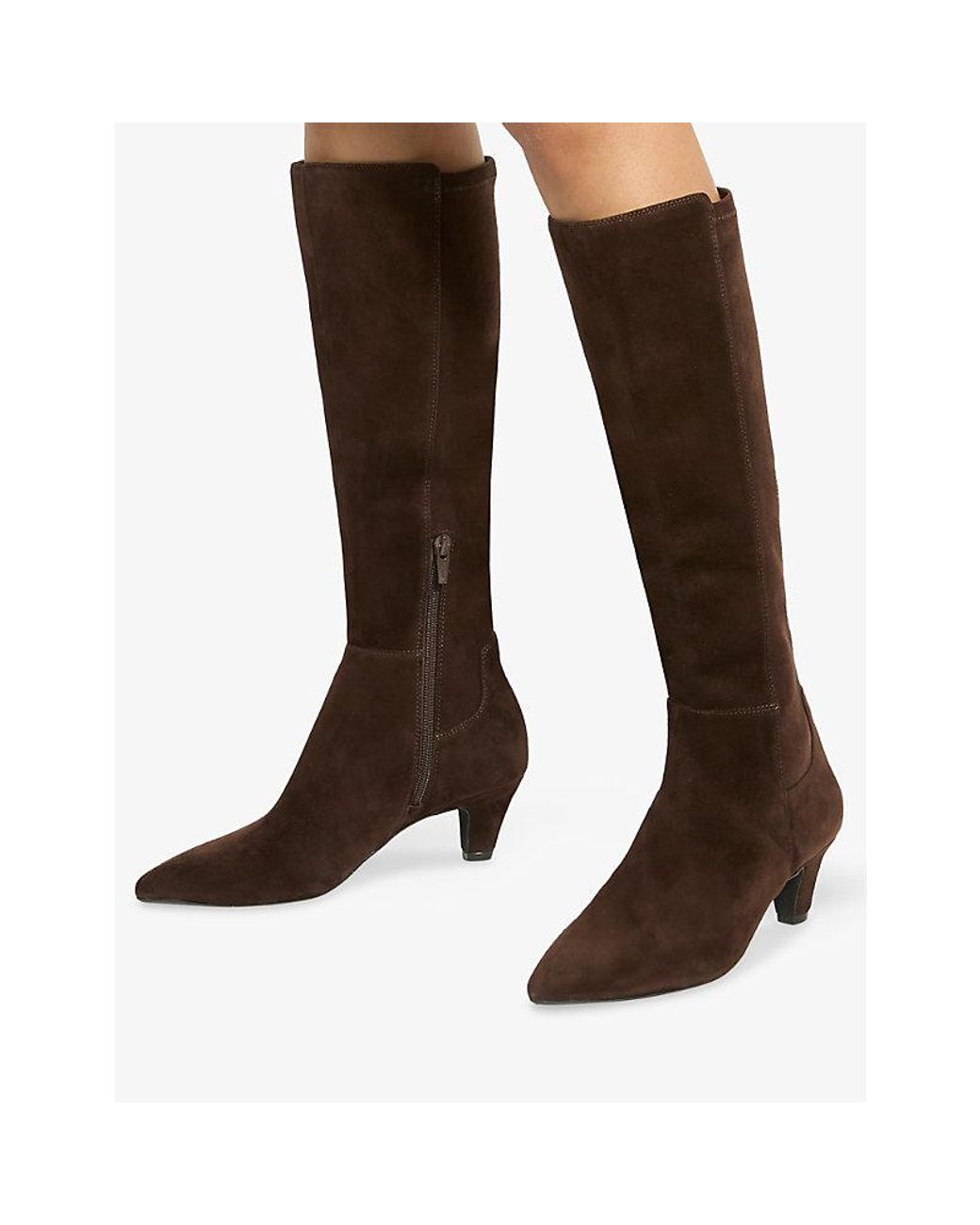 Dune Brown Sera Suede Knee-High Boots