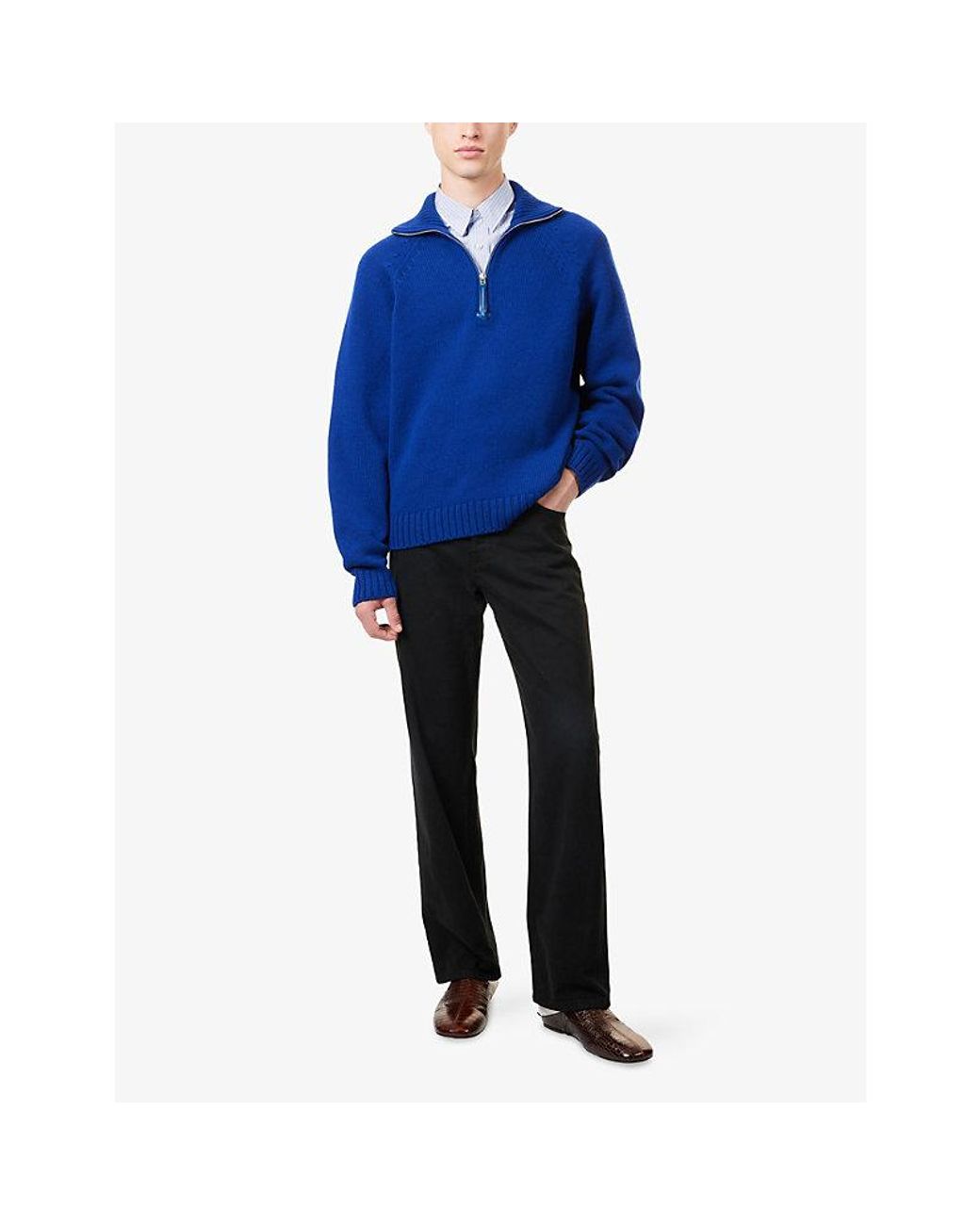 Tom Ford Blue High-Neck Half-Zip Wool And Cashmere-Blend Jumper for men