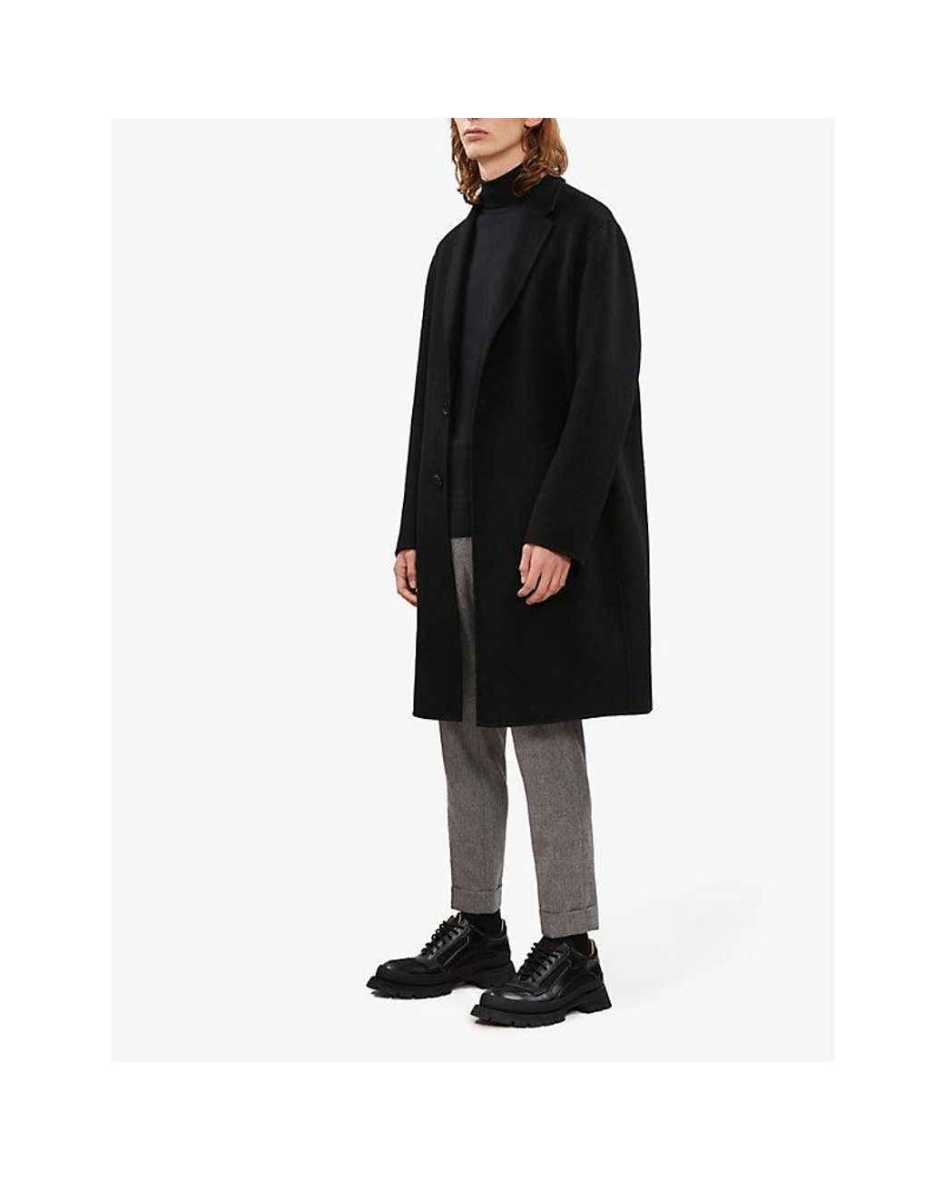 John Smedley Black Cherwell Turtleneck Wool Jumper for men