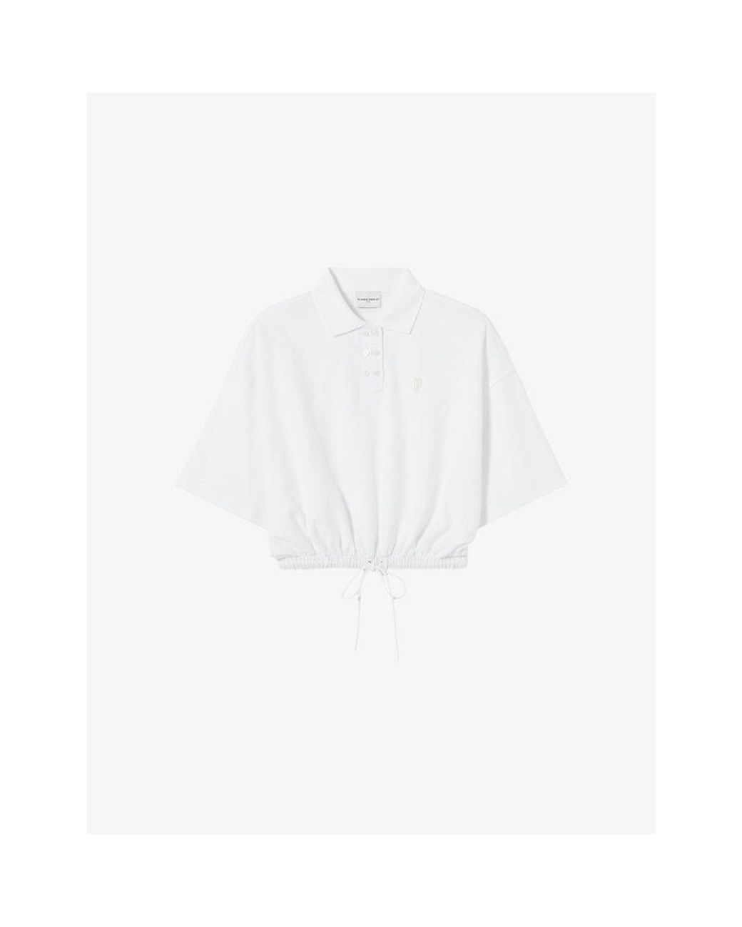Claudie Pierlot White Brand-Embroidered Cotton-Piqué Polo Shirt