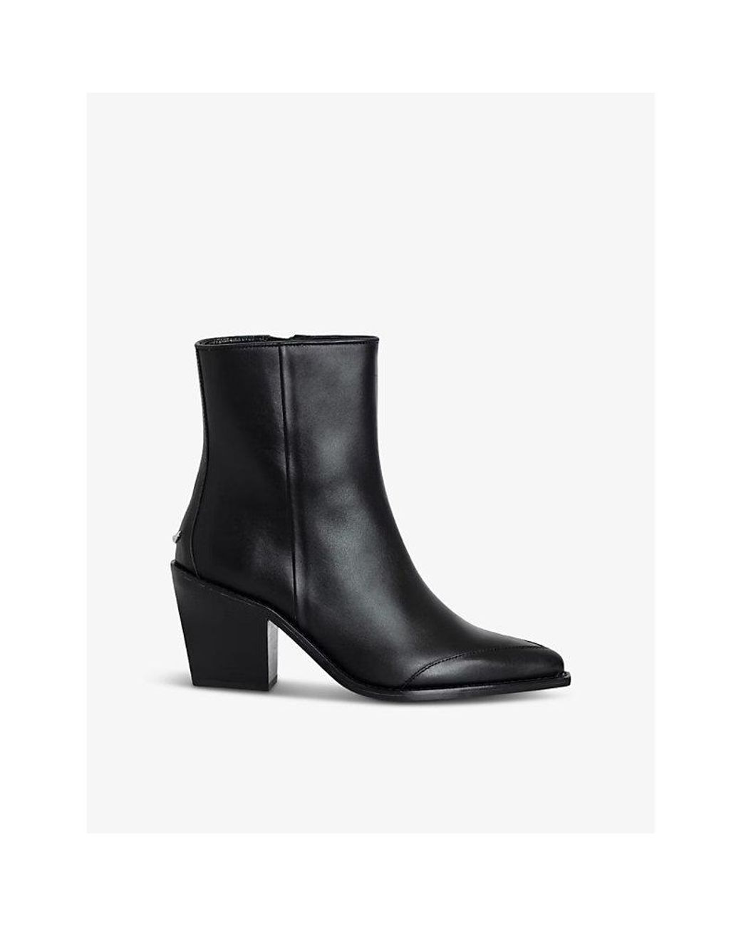 Zadig & Voltaire Black Cara Pointed-Toe Leather Ankle Boots