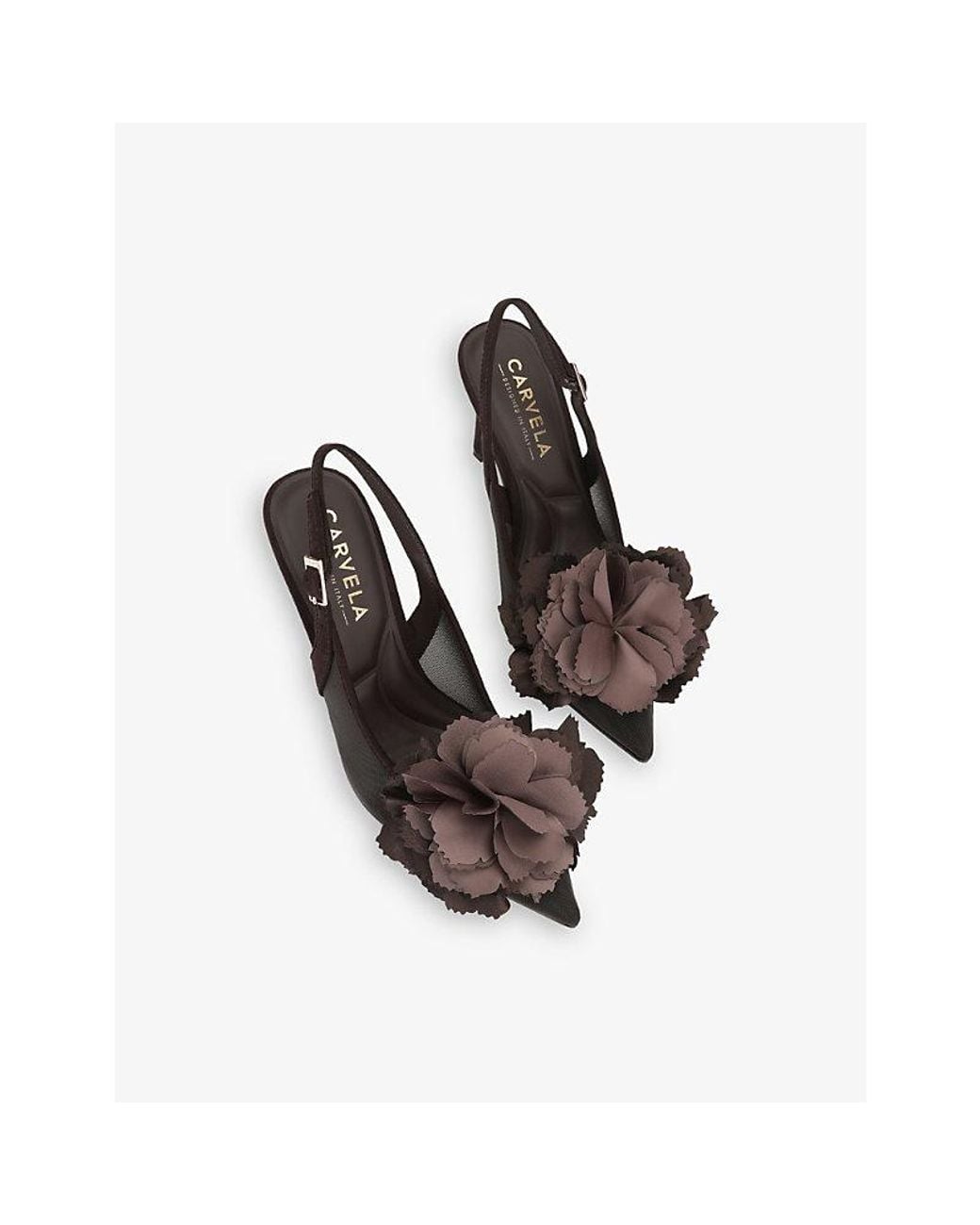 Carvela Kurt Geiger Black Positano Flower Heeled Woven Slingback Courts