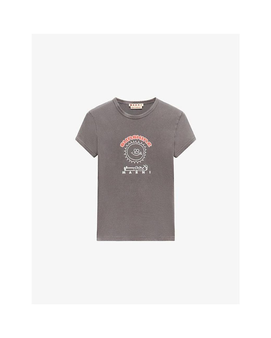 Marni Gray Sunshine Print Cotton T-Shirt