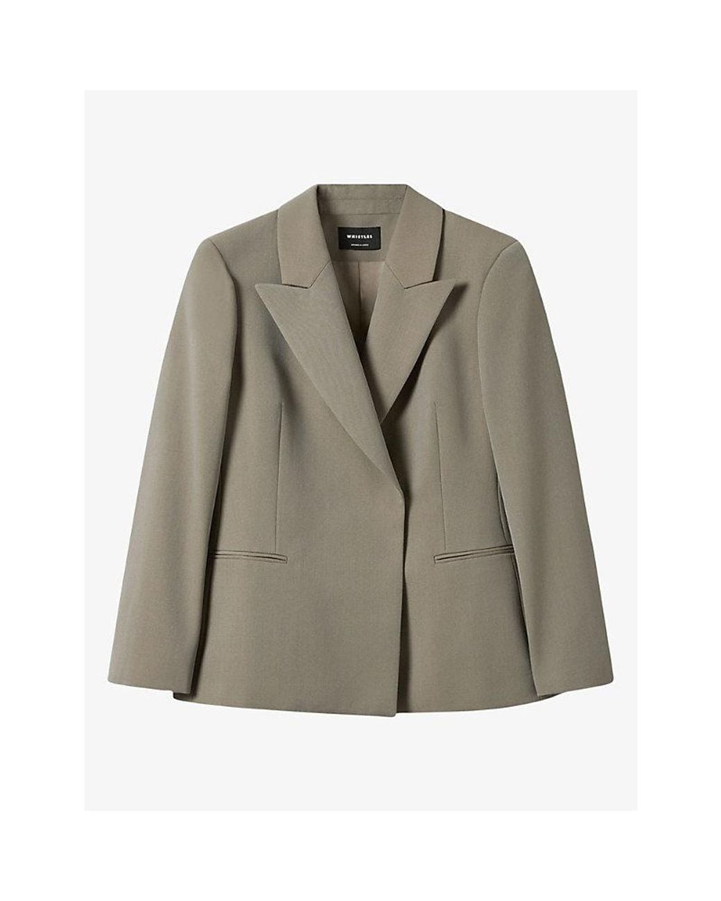 Whistles Green Double-Breasted Wool-Blend Blazer