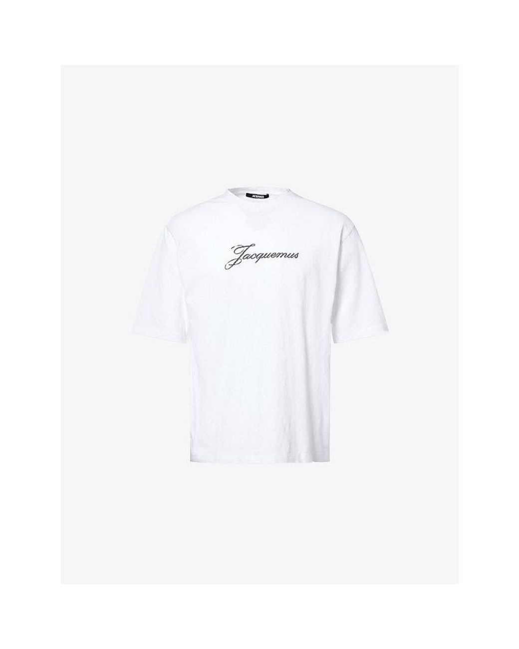 Jacquemus White The Logo-Print Cotton-Jersey T-Shirt for men